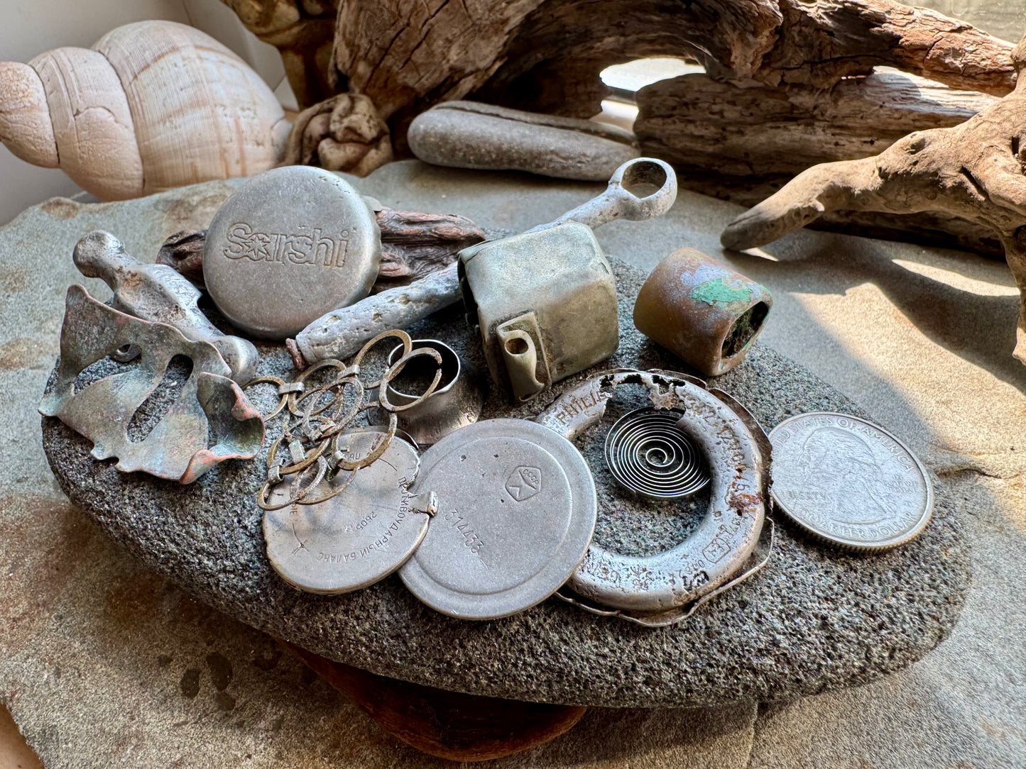 Authentic Found Metal Pieces Set A2529 – Rusty Salvage Parts, Sea Found Metal, Craft Supply, Assemblage Art, Industrial Decor, Mixed Metal Lot