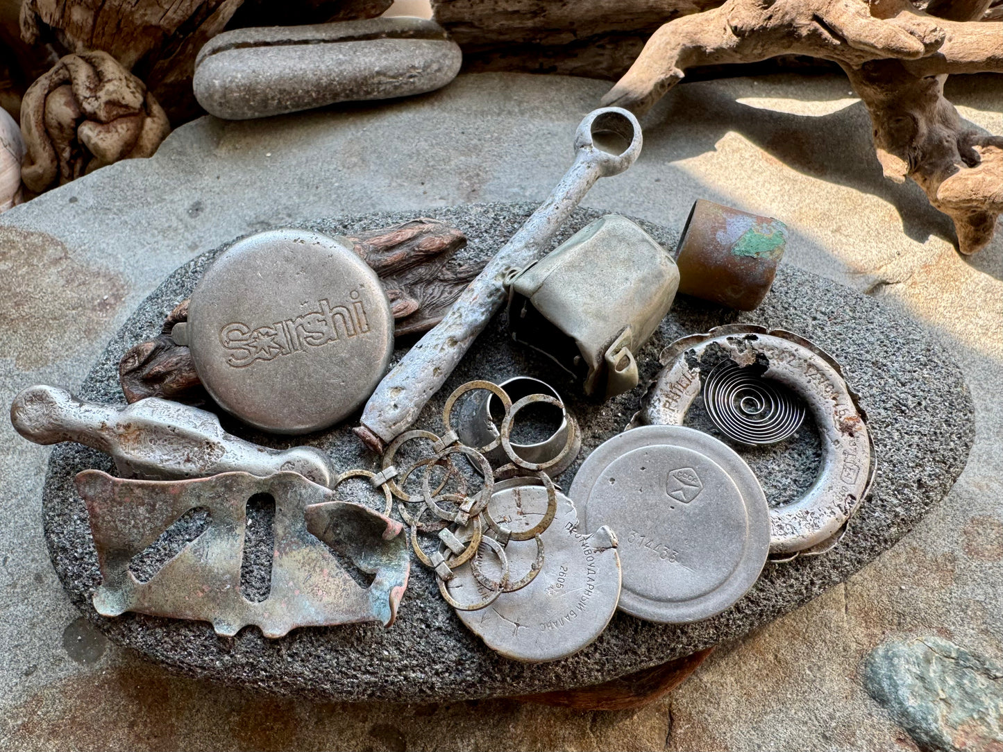 Authentic Found Metal Pieces Set A2529 – Rusty Salvage Parts, Sea Found Metal, Craft Supply, Assemblage Art, Industrial Decor, Mixed Metal Lot