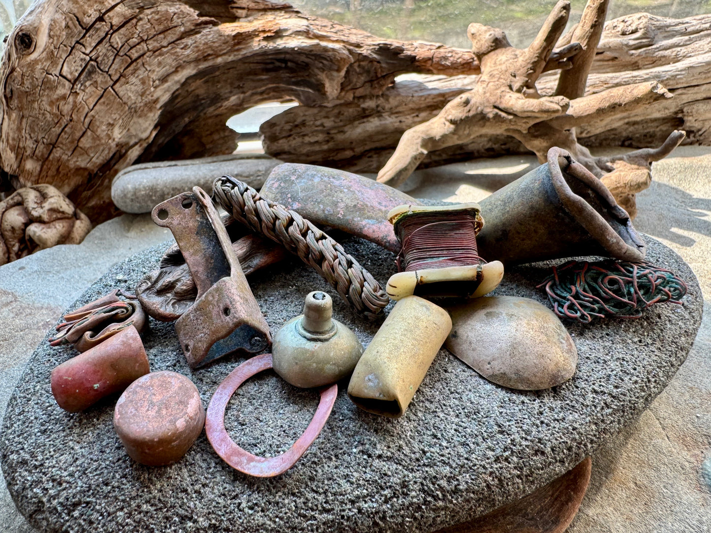 Authentic Beach Metal Finds Lot A2532 – Rustic Salvaged Metal Pieces, Nautical Patina Scrap, Found Objects for Art, Jewelry Making, Assemblage Craft Supplies