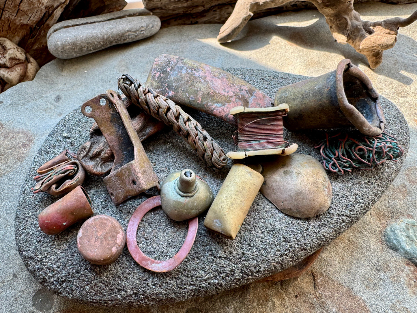 Authentic Beach Metal Finds Lot A2532 – Rustic Salvaged Metal Pieces, Nautical Patina Scrap, Found Objects for Art, Jewelry Making, Assemblage Craft Supplies