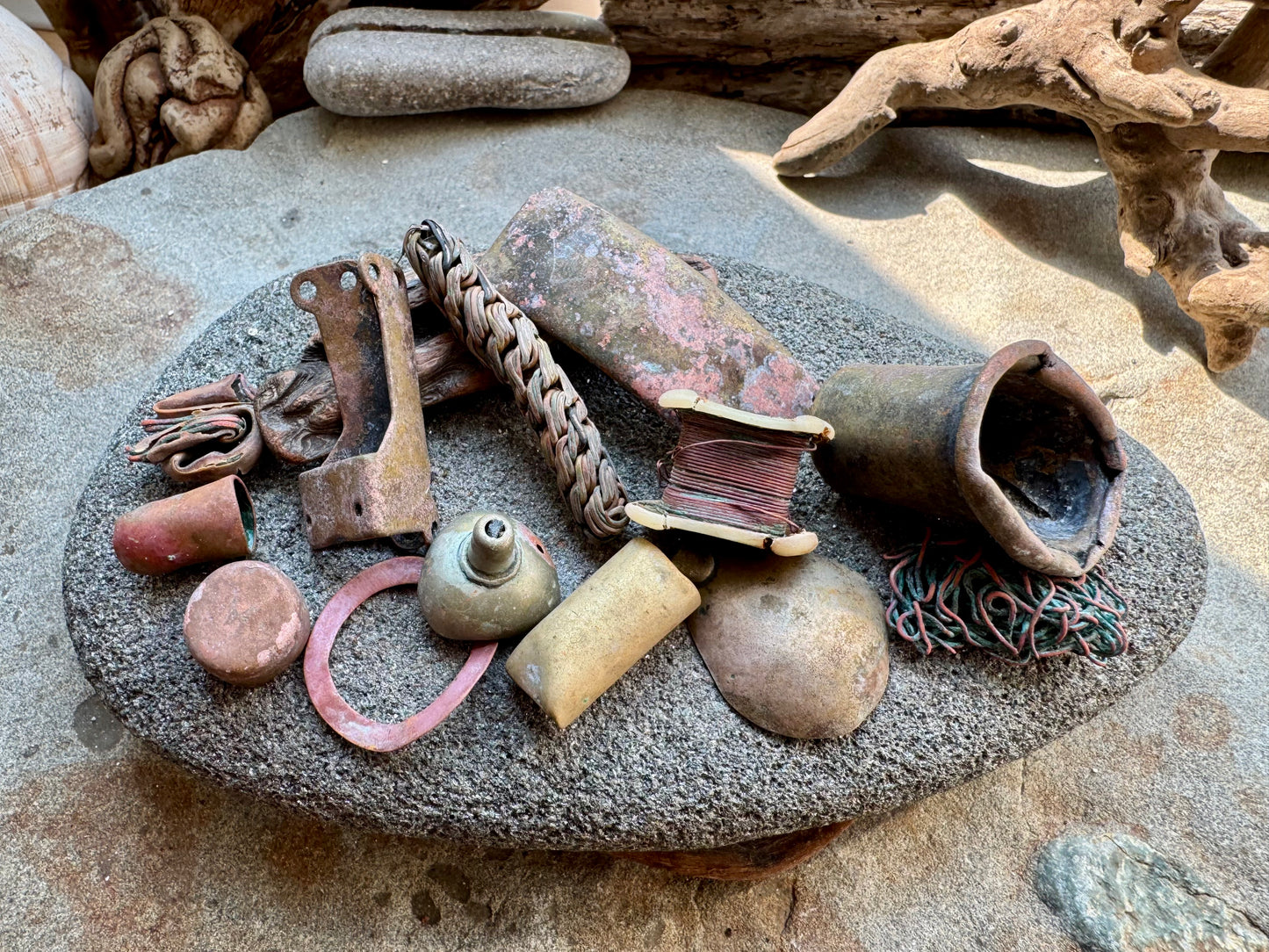 Authentic Beach Metal Finds Lot A2532 – Rustic Salvaged Metal Pieces, Nautical Patina Scrap, Found Objects for Art, Jewelry Making, Assemblage Craft Supplies