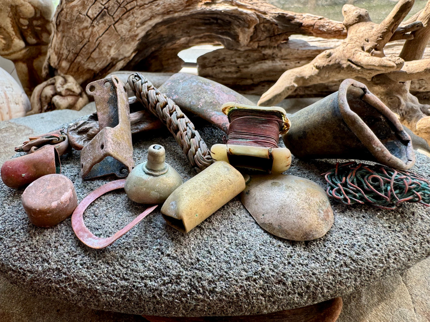 Authentic Beach Metal Finds Lot A2532 – Rustic Salvaged Metal Pieces, Nautical Patina Scrap, Found Objects for Art, Jewelry Making, Assemblage Craft Supplies