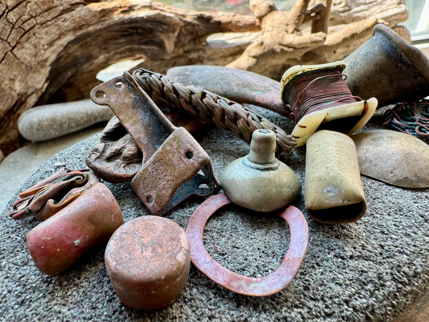 Authentic Beach Metal Finds Lot A2532 – Rustic Salvaged Metal Pieces, Nautical Patina Scrap, Found Objects for Art, Jewelry Making, Assemblage Craft Supplies