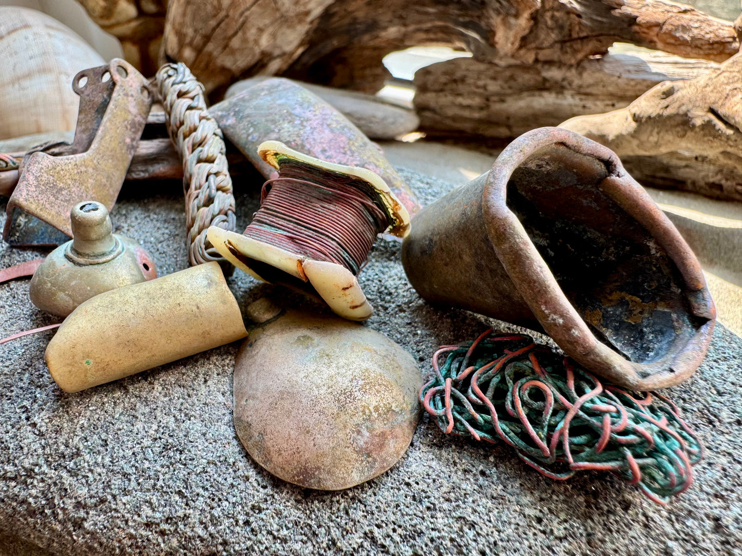 Authentic Beach Metal Finds Lot A2532 – Rustic Salvaged Metal Pieces, Nautical Patina Scrap, Found Objects for Art, Jewelry Making, Assemblage Craft Supplies