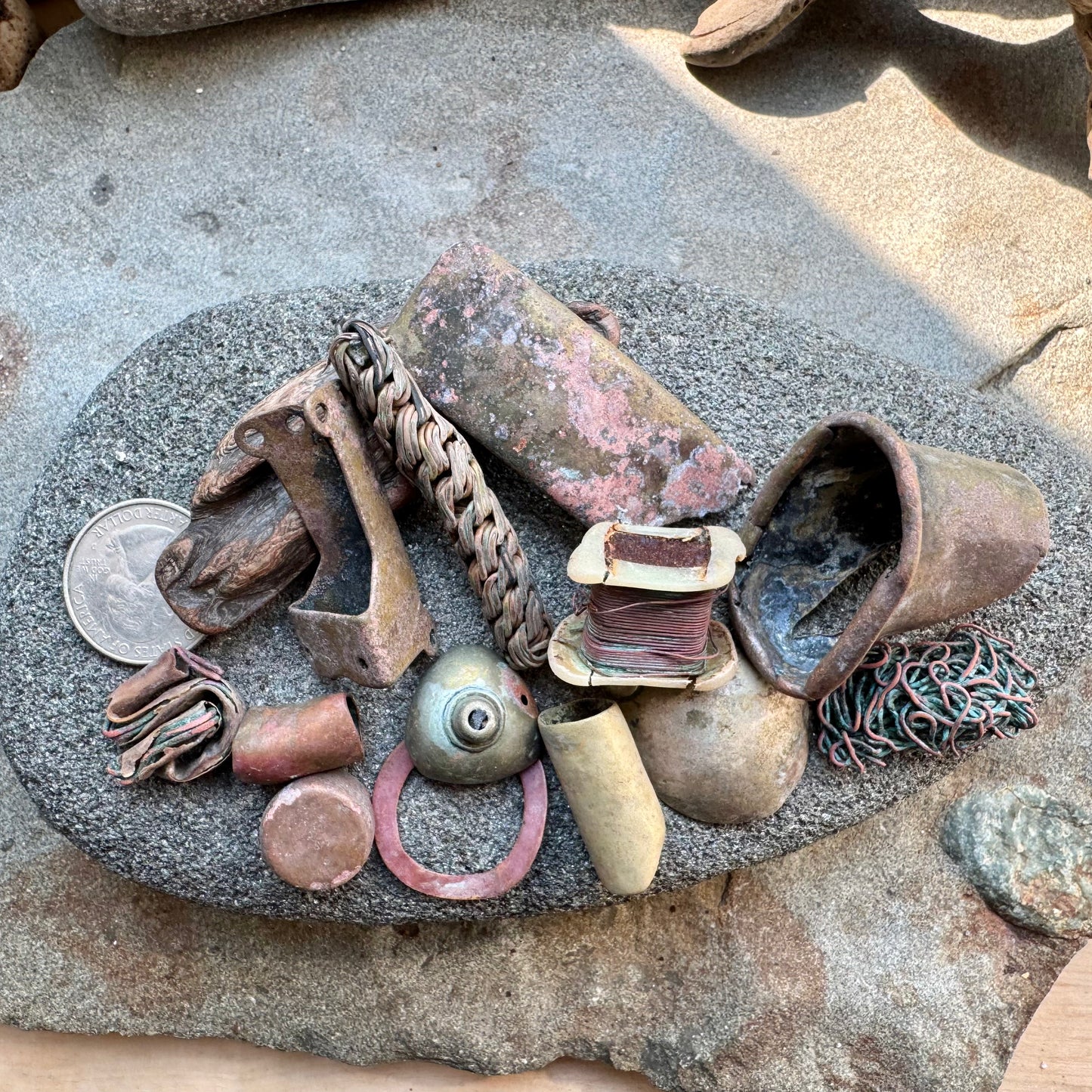 Authentic Beach Metal Finds Lot A2532 – Rustic Salvaged Metal Pieces, Nautical Patina Scrap, Found Objects for Art, Jewelry Making, Assemblage Craft Supplies