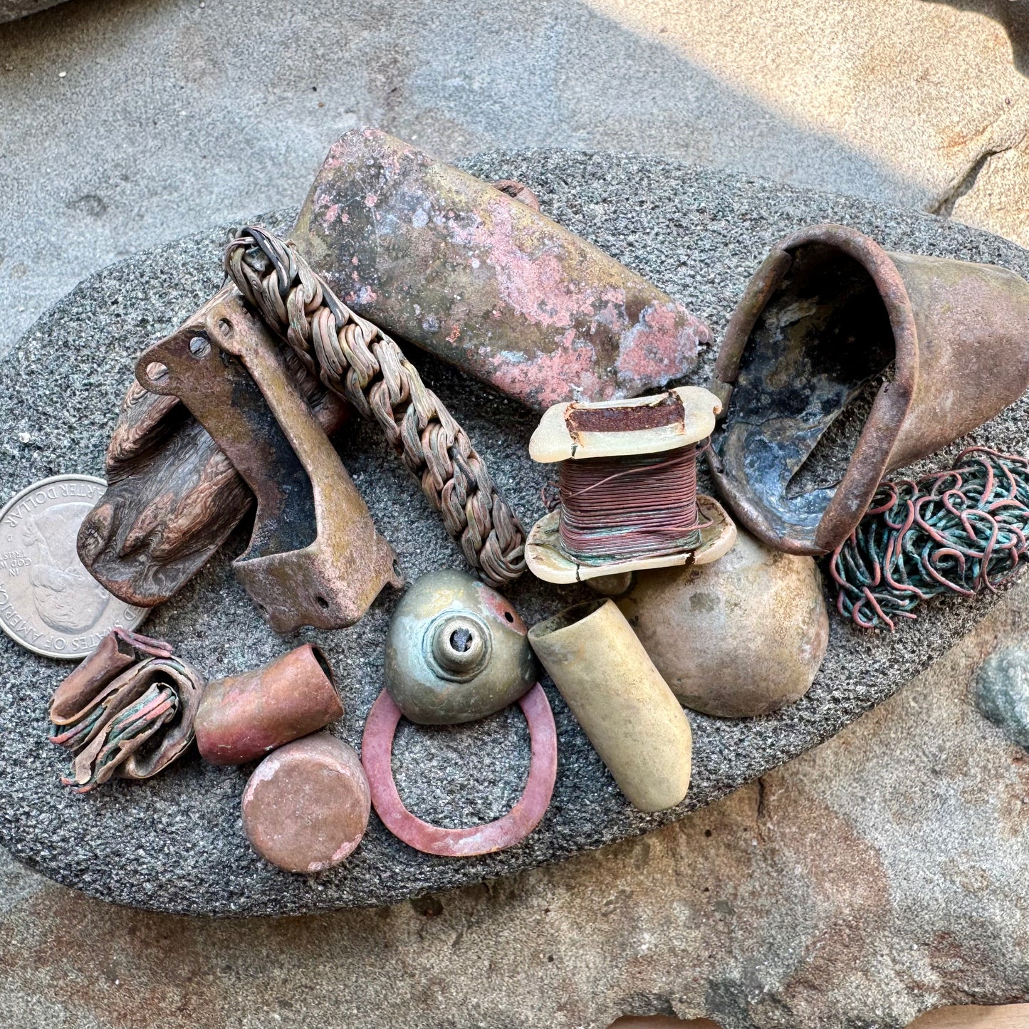 Authentic Beach Metal Finds Lot A2532 – Rustic Salvaged Metal Pieces, Nautical Patina Scrap, Found Objects for Art, Jewelry Making, Assemblage Craft Supplies