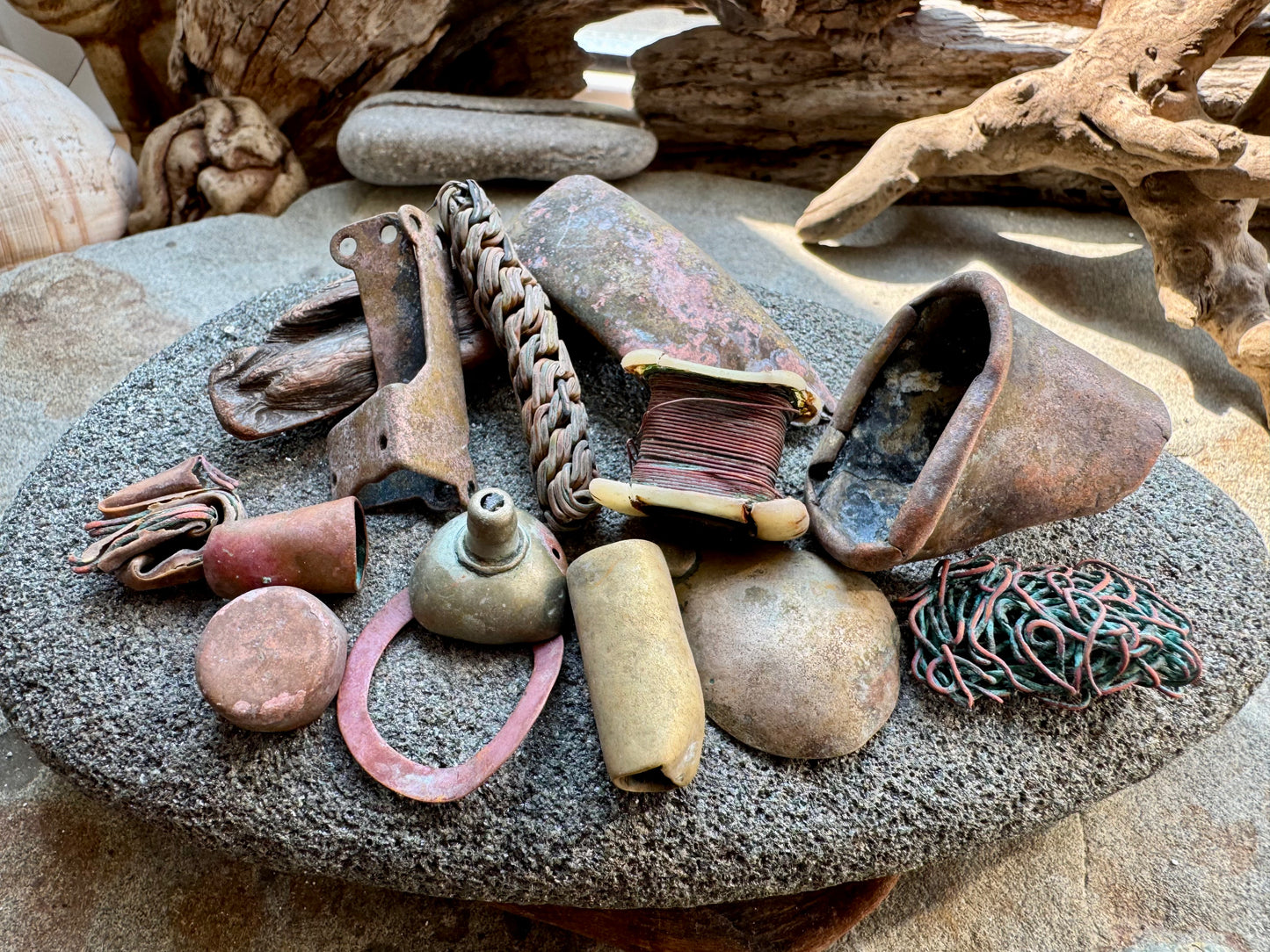Authentic Beach Metal Finds Lot A2532 – Rustic Salvaged Metal Pieces, Nautical Patina Scrap, Found Objects for Art, Jewelry Making, Assemblage Craft Supplies