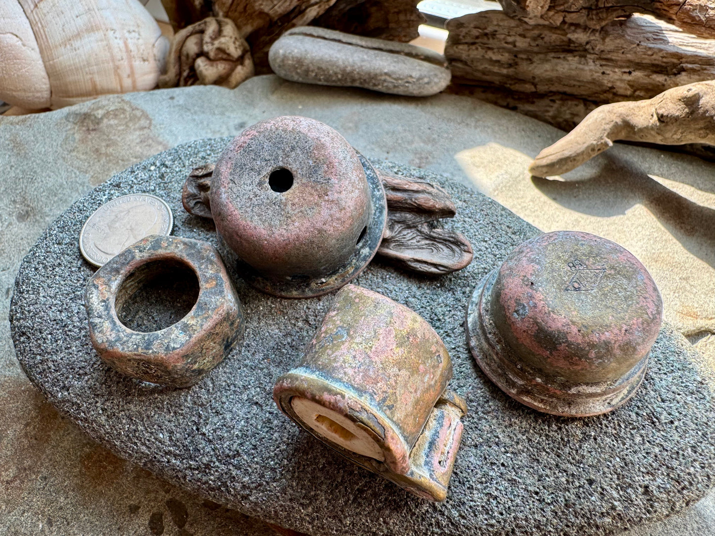 Ocean Found Metal Pieces A2538 – Vintage Salvage Hardware Lot, Rusty Patina Metal Parts, Assemblage Art Supply, Wabi Sabi Decor