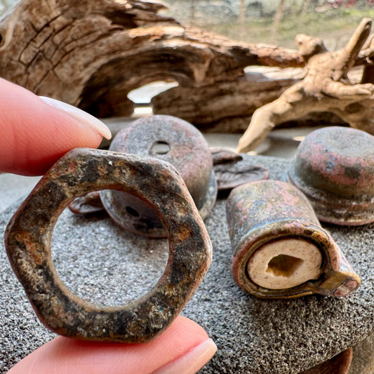 Ocean Found Metal Pieces A2538 – Vintage Salvage Hardware Lot, Rusty Patina Metal Parts, Assemblage Art Supply, Wabi Sabi Decor