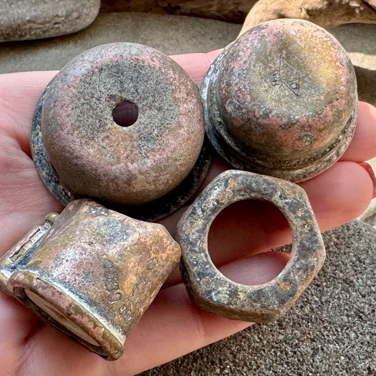 Ocean Found Metal Pieces A2538 – Vintage Salvage Hardware Lot, Rusty Patina Metal Parts, Assemblage Art Supply, Wabi Sabi Decor