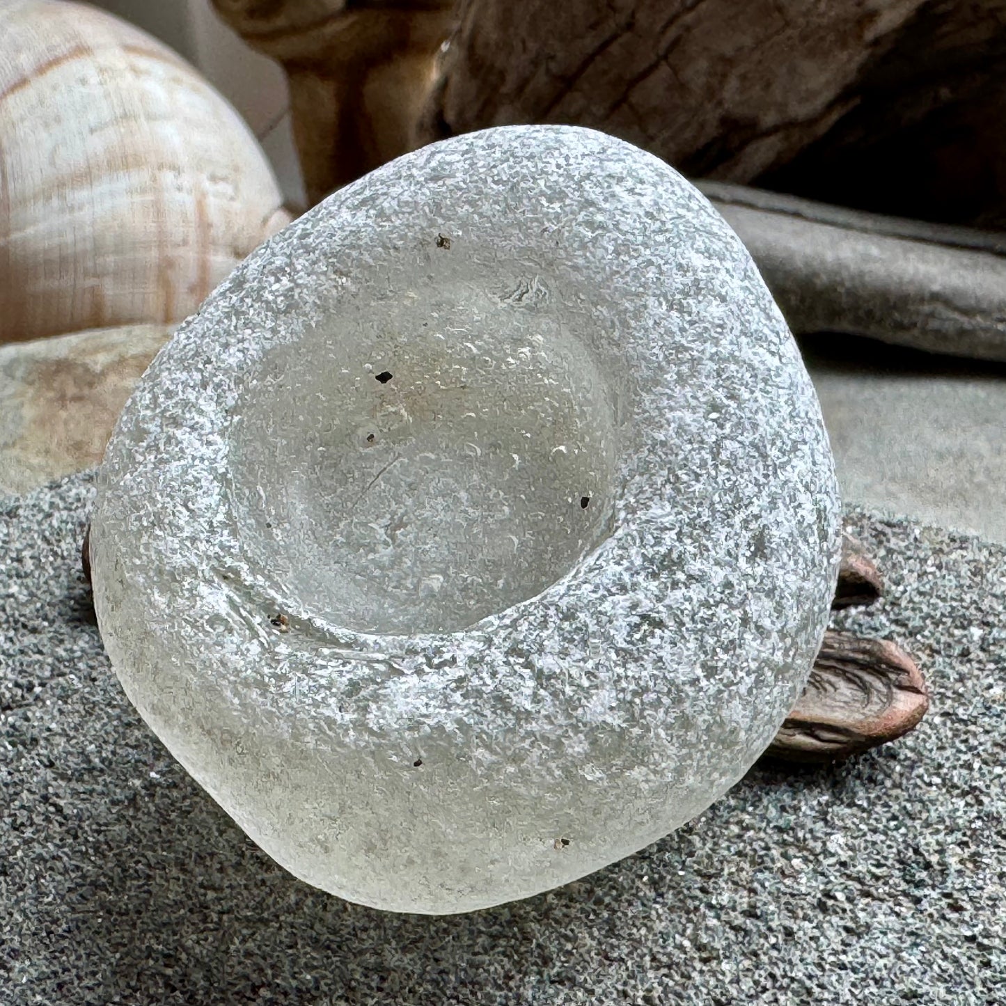 Large White Antique Sea Glass Bottle Base – Rare Collector Piece A2585