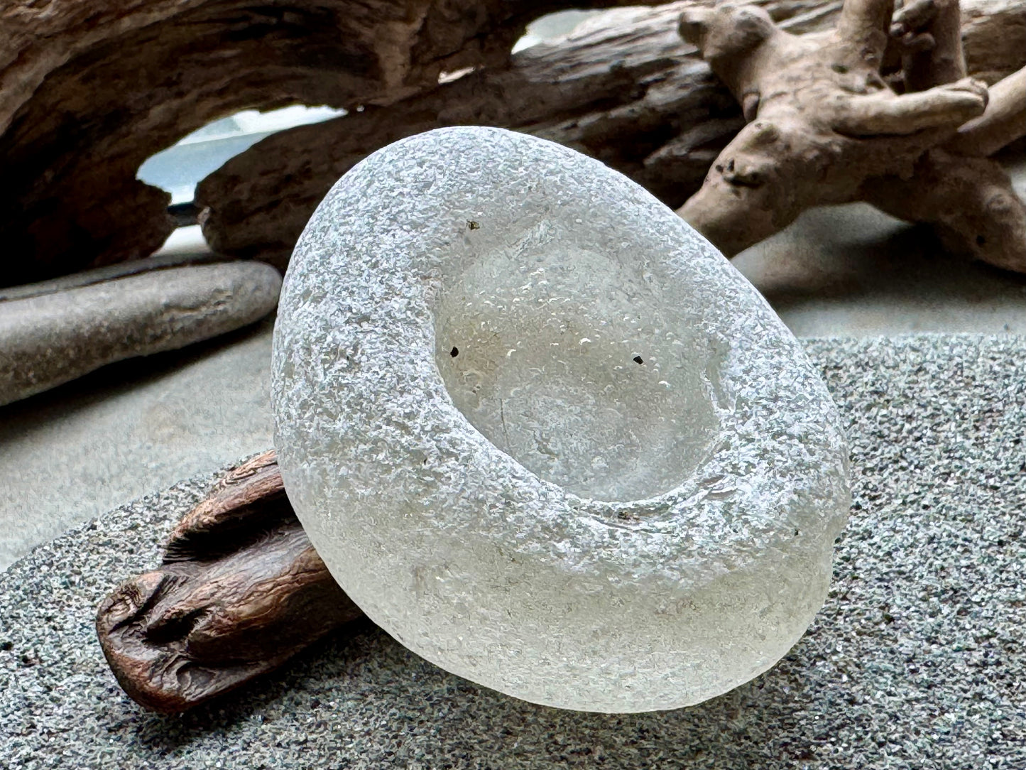 Large White Antique Sea Glass Bottle Base – Rare Collector Piece A2585