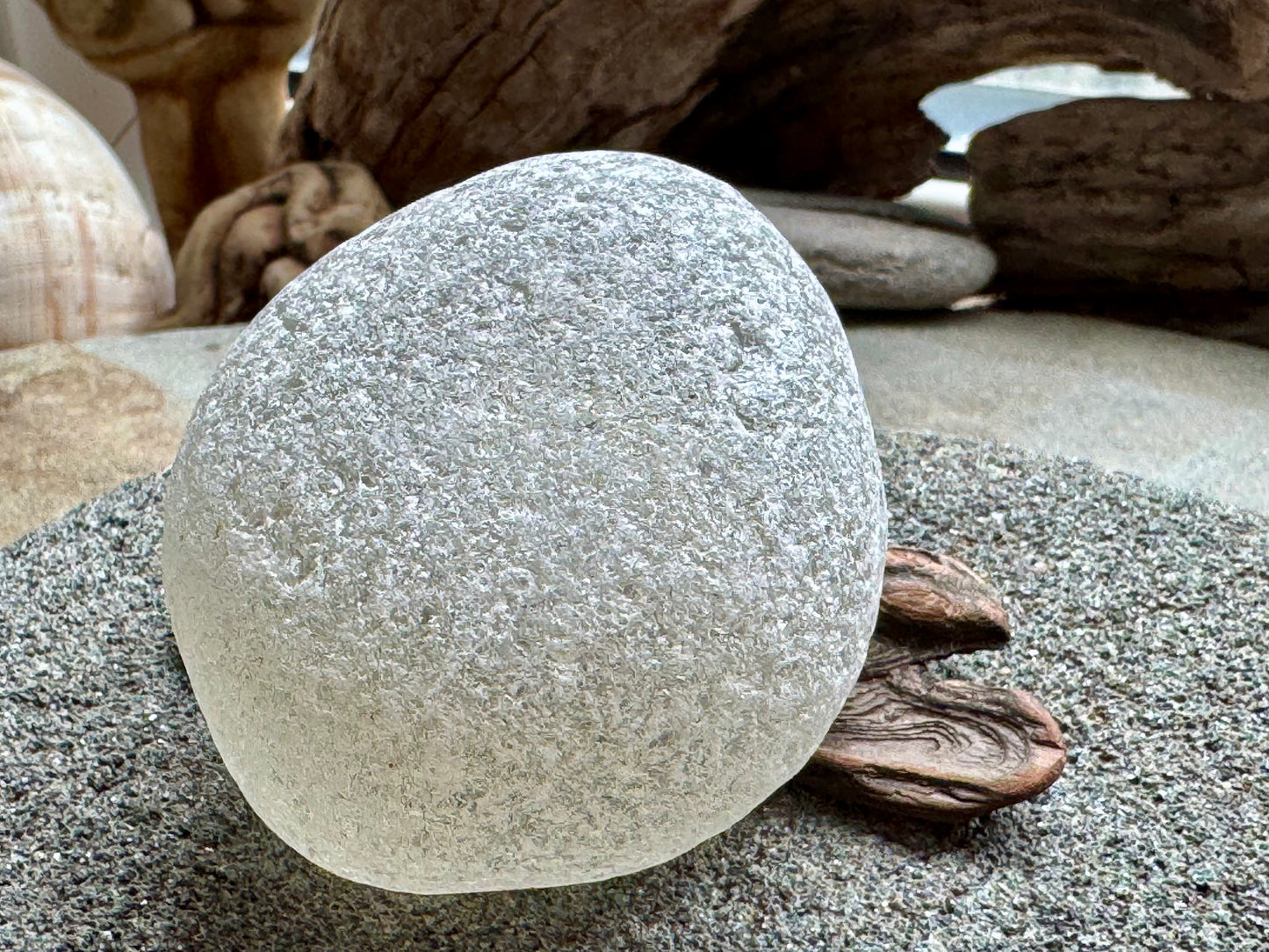 Large White Antique Sea Glass Bottle Base – Rare Collector Piece A2585