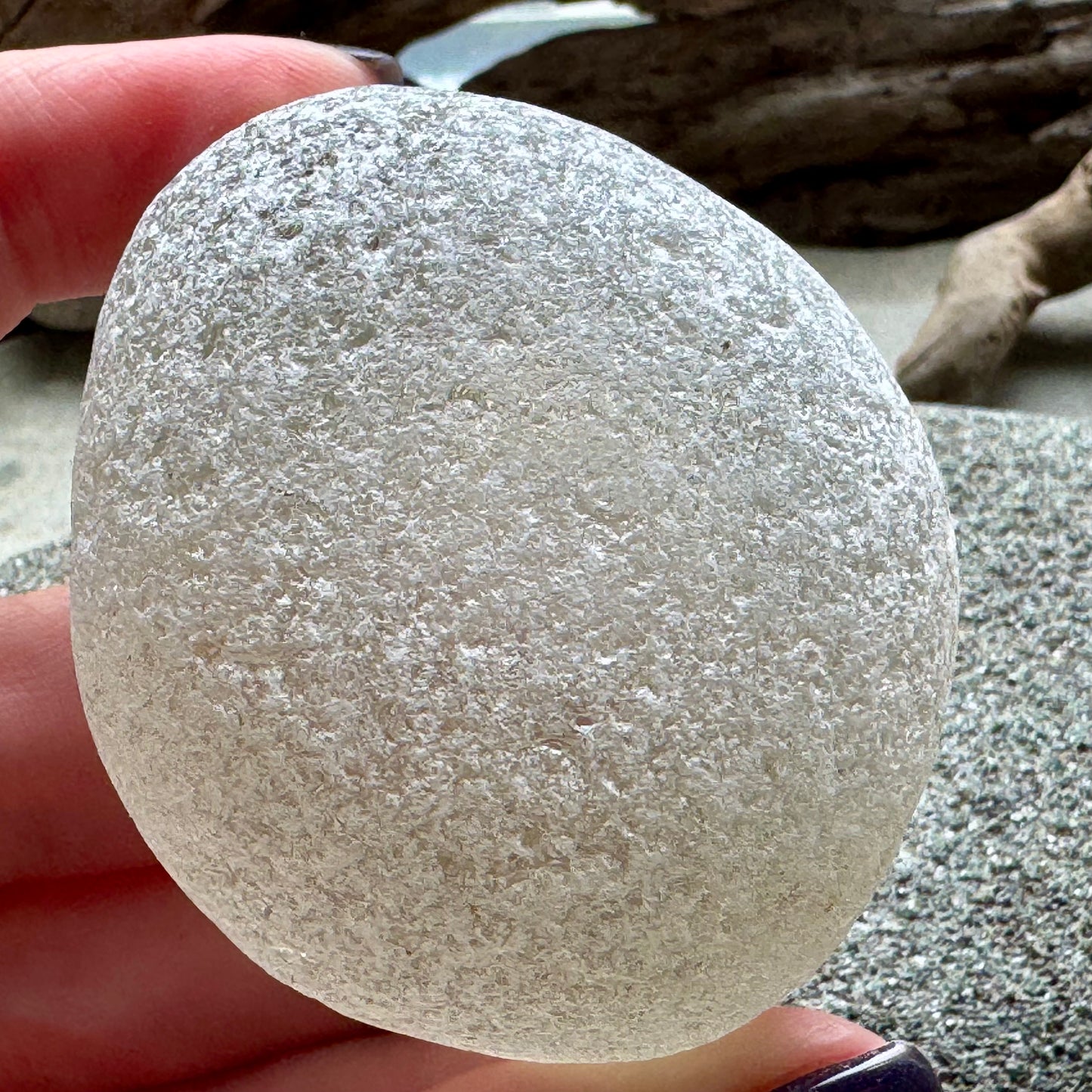 Large White Antique Sea Glass Bottle Base – Rare Collector Piece A2585