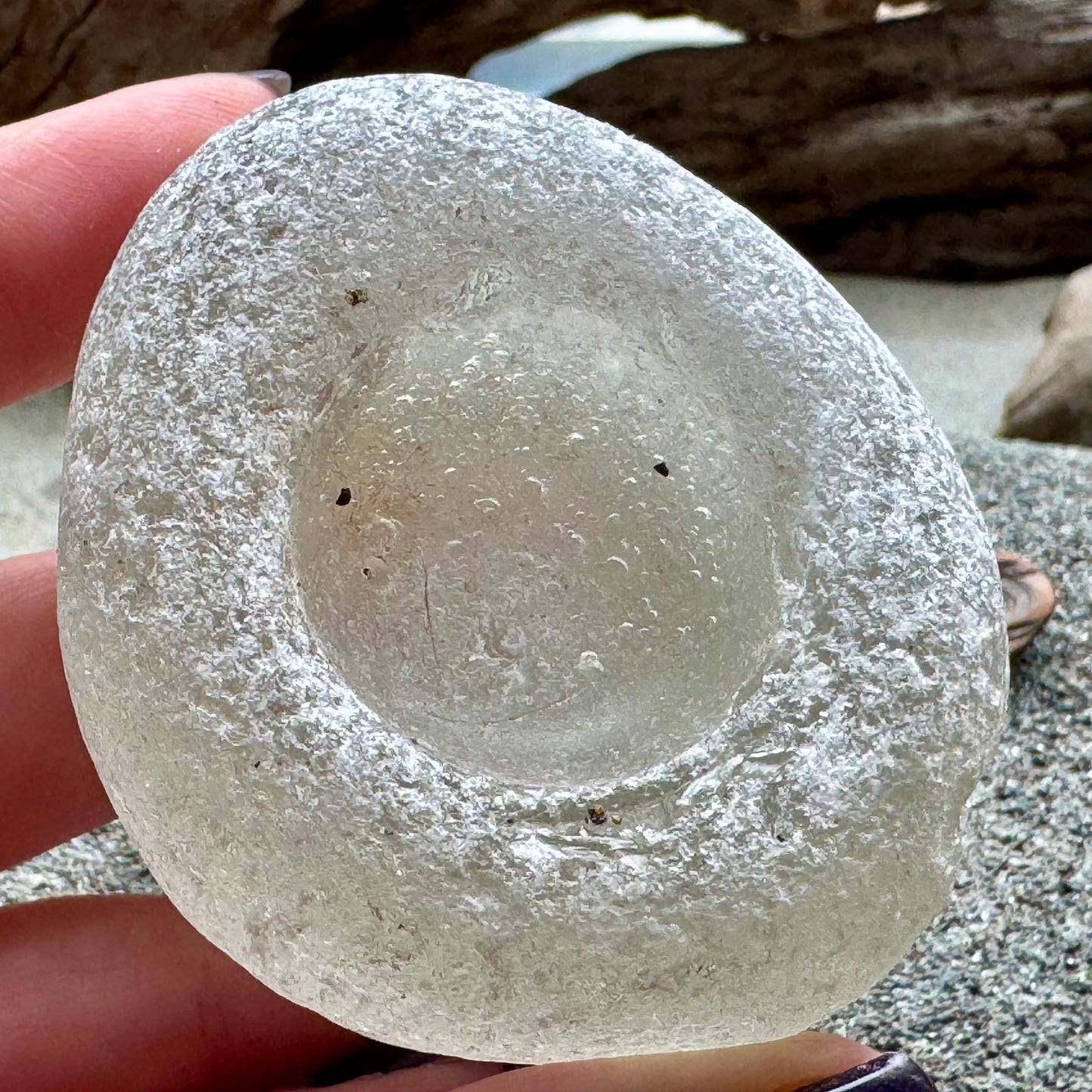 Large White Antique Sea Glass Bottle Base – Rare Collector Piece A2585