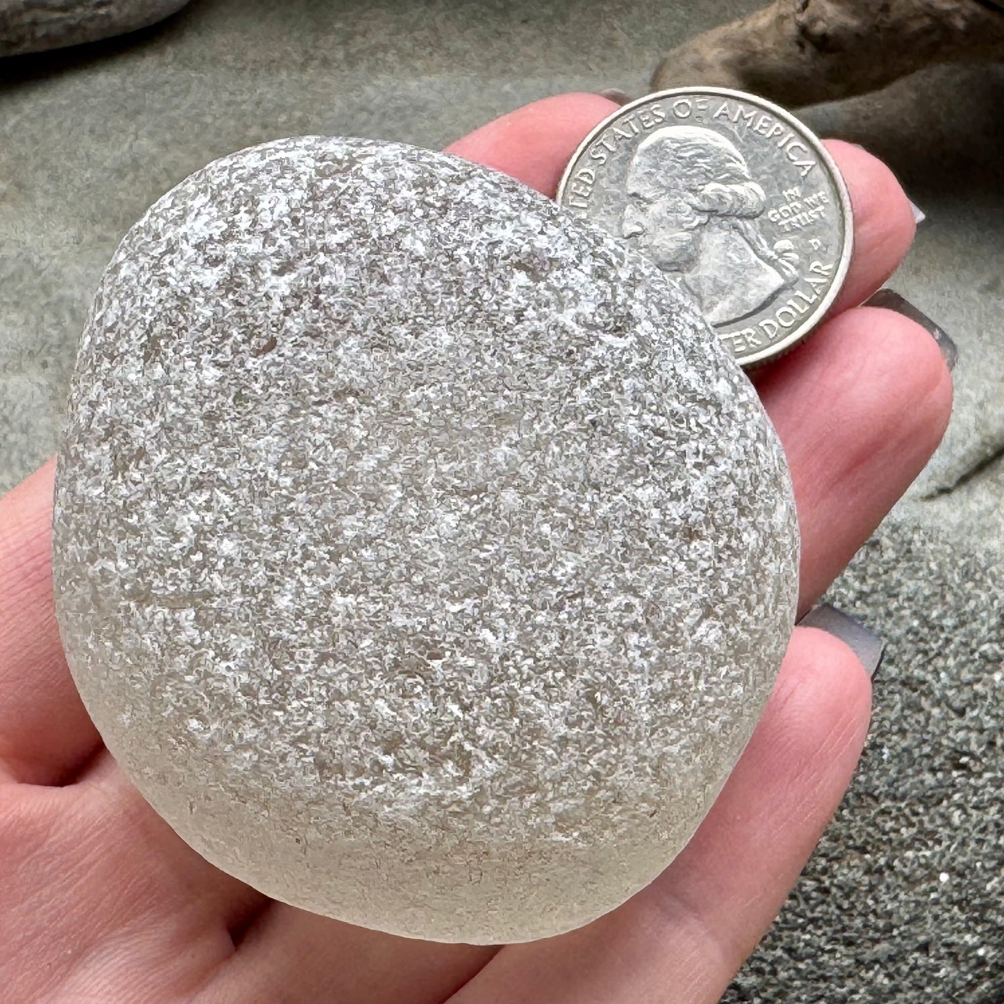 Large White Antique Sea Glass Bottle Base – Rare Collector Piece A2585