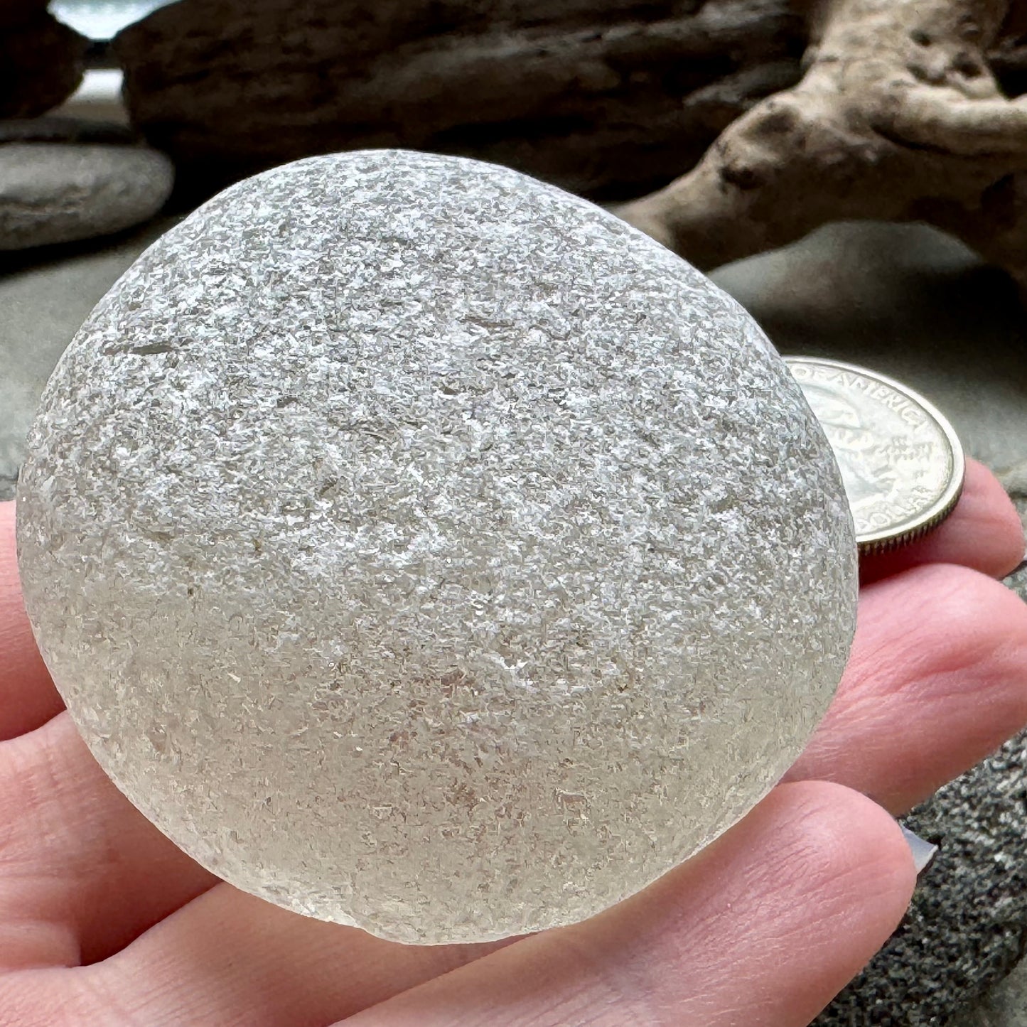 Large White Antique Sea Glass Bottle Base – Rare Collector Piece A2585