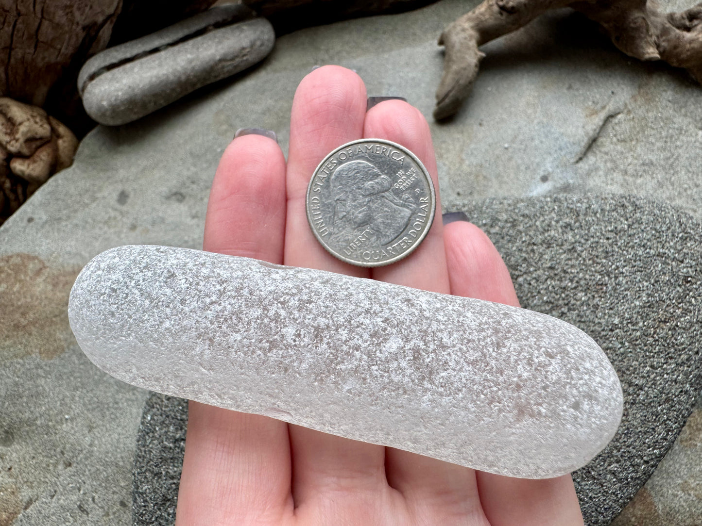 Large White Sea Glass – Rare Long glass stick Sea Glass A2586 – Genuine Beach Found Seaglass for Jewelry, Craft, Coastal Decor