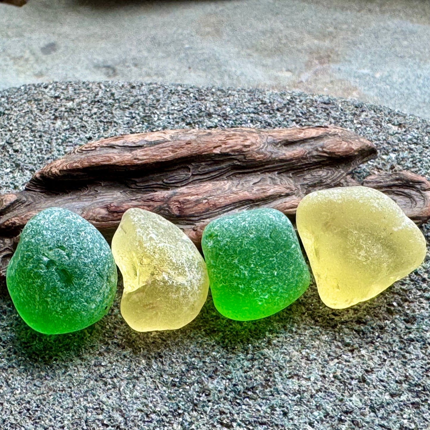 Green & Yellow Sea Glass Set A2584 for Jewelry Making – Genuine Beach Found Sea Glass Pieces – DIY Craft Supply