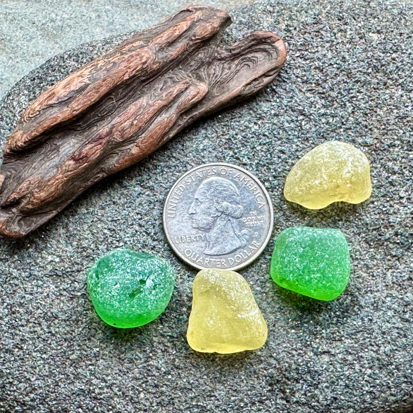 Green & Yellow Sea Glass Set A2584 for Jewelry Making – Genuine Beach Found Sea Glass Pieces – DIY Craft Supply