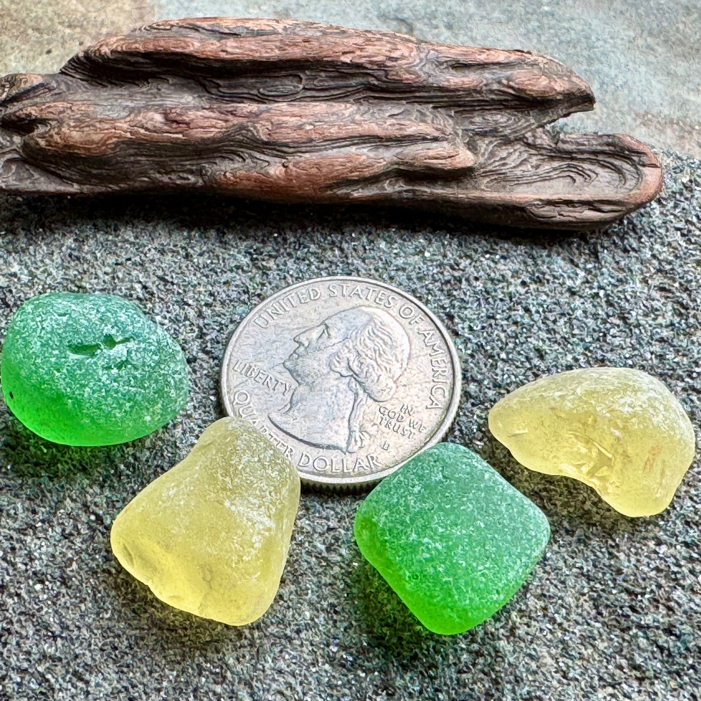 Green & Yellow Sea Glass Set A2584 for Jewelry Making – Genuine Beach Found Sea Glass Pieces – DIY Craft Supply