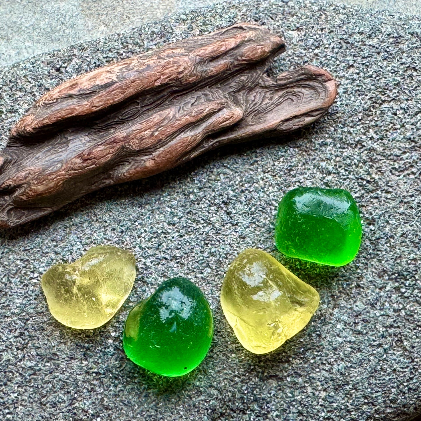 Green & Yellow Sea Glass Set A2584 for Jewelry Making – Genuine Beach Found Sea Glass Pieces – DIY Craft Supply