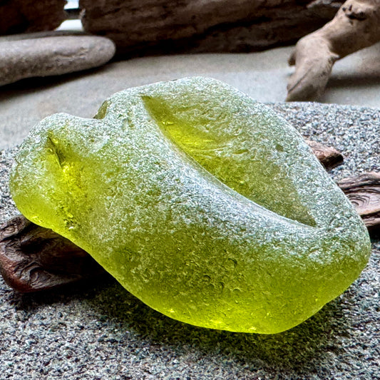 Rare Olive Green Sea Glass Bottle Lip A2590 – Large Genuine Beach Found Sea Glass, Jewelry Supply, Collectors Piece