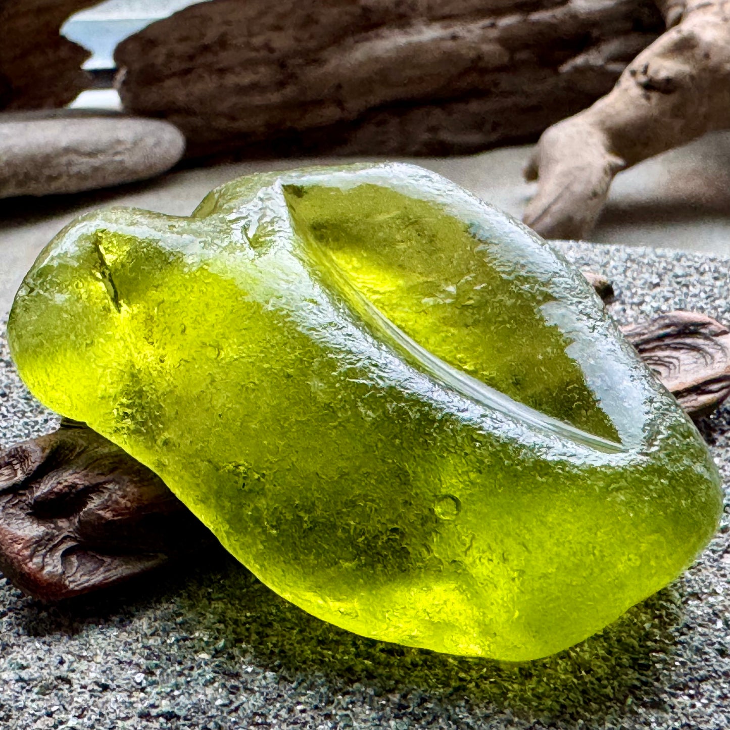 Rare Olive Green Sea Glass Bottle Lip A2590 – Large Genuine Beach Found Sea Glass, Jewelry Supply, Collectors Piece