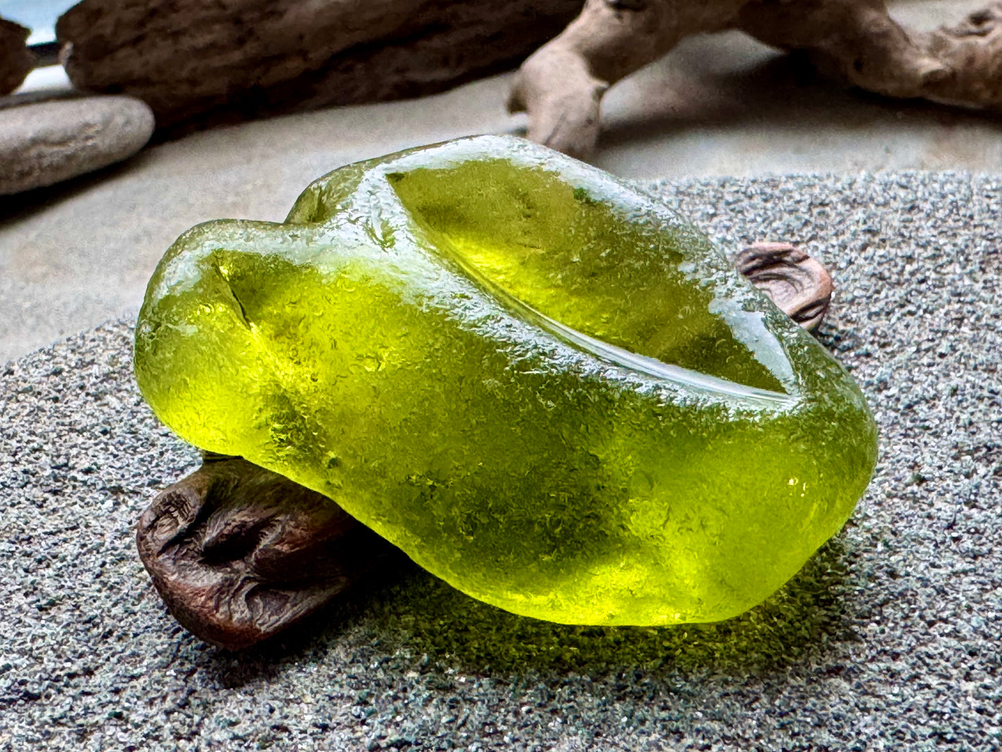 Rare Olive Green Sea Glass Bottle Lip A2590 – Large Genuine Beach Found Sea Glass, Jewelry Supply, Collectors Piece