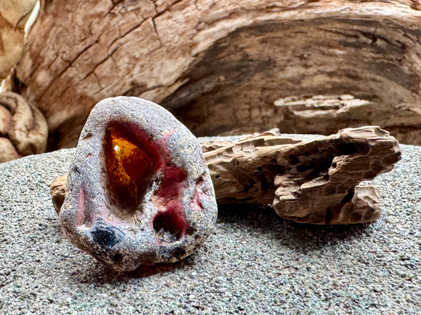 Rare Slag Sea Glass with Amber Core A2593 – Large Natural Melted Beach Glass, One of a Kind Collector Piece A2593