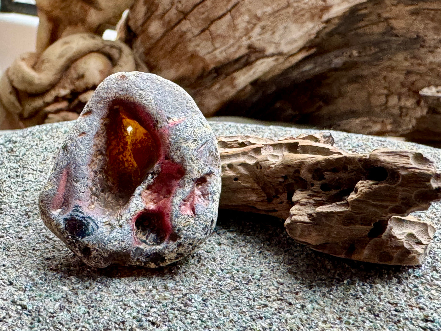 Rare Slag Sea Glass with Amber Core A2593 – Large Natural Melted Beach Glass, One of a Kind Collector Piece A2593