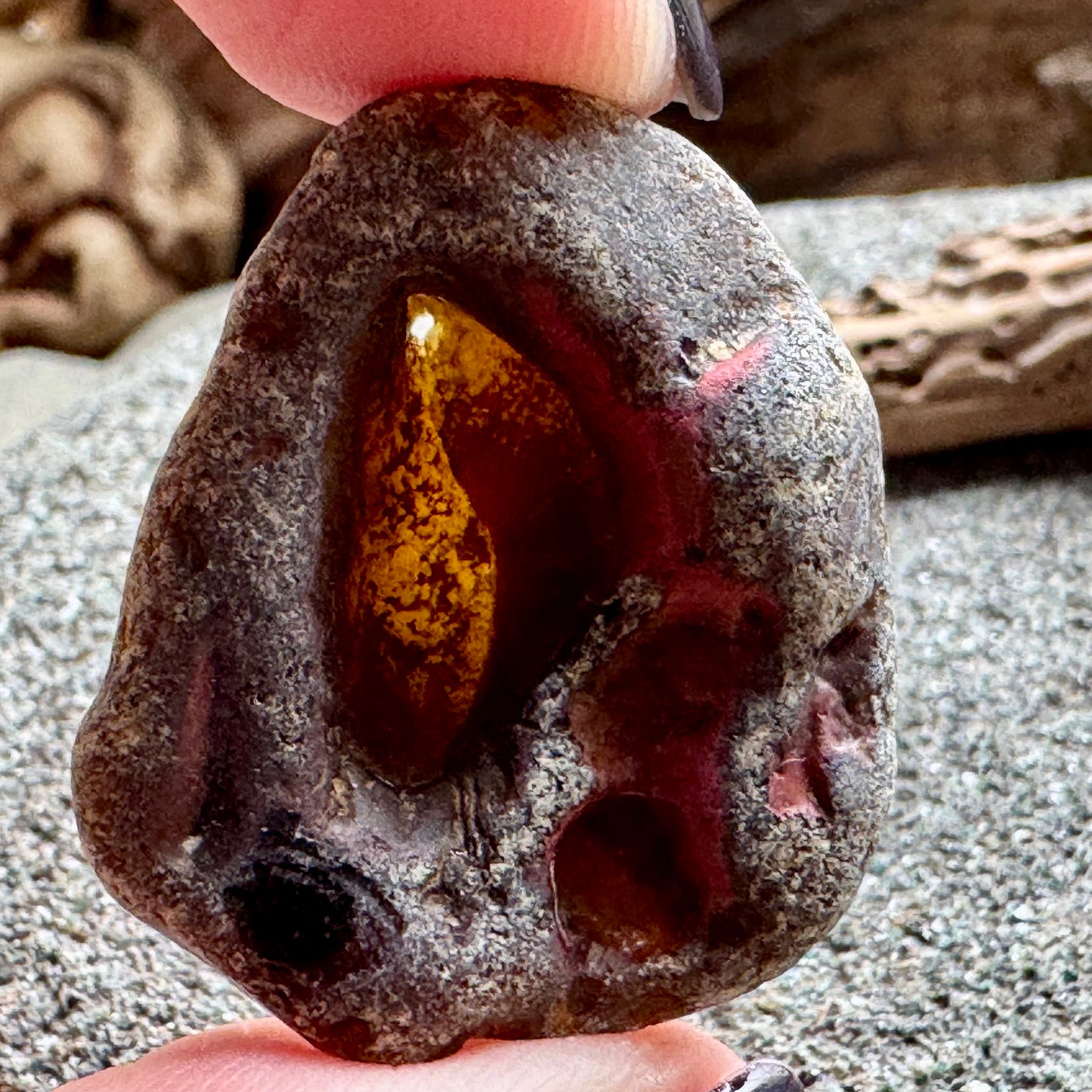 Rare Slag Sea Glass with Amber Core A2593 – Large Natural Melted Beach Glass, One of a Kind Collector Piece A2593