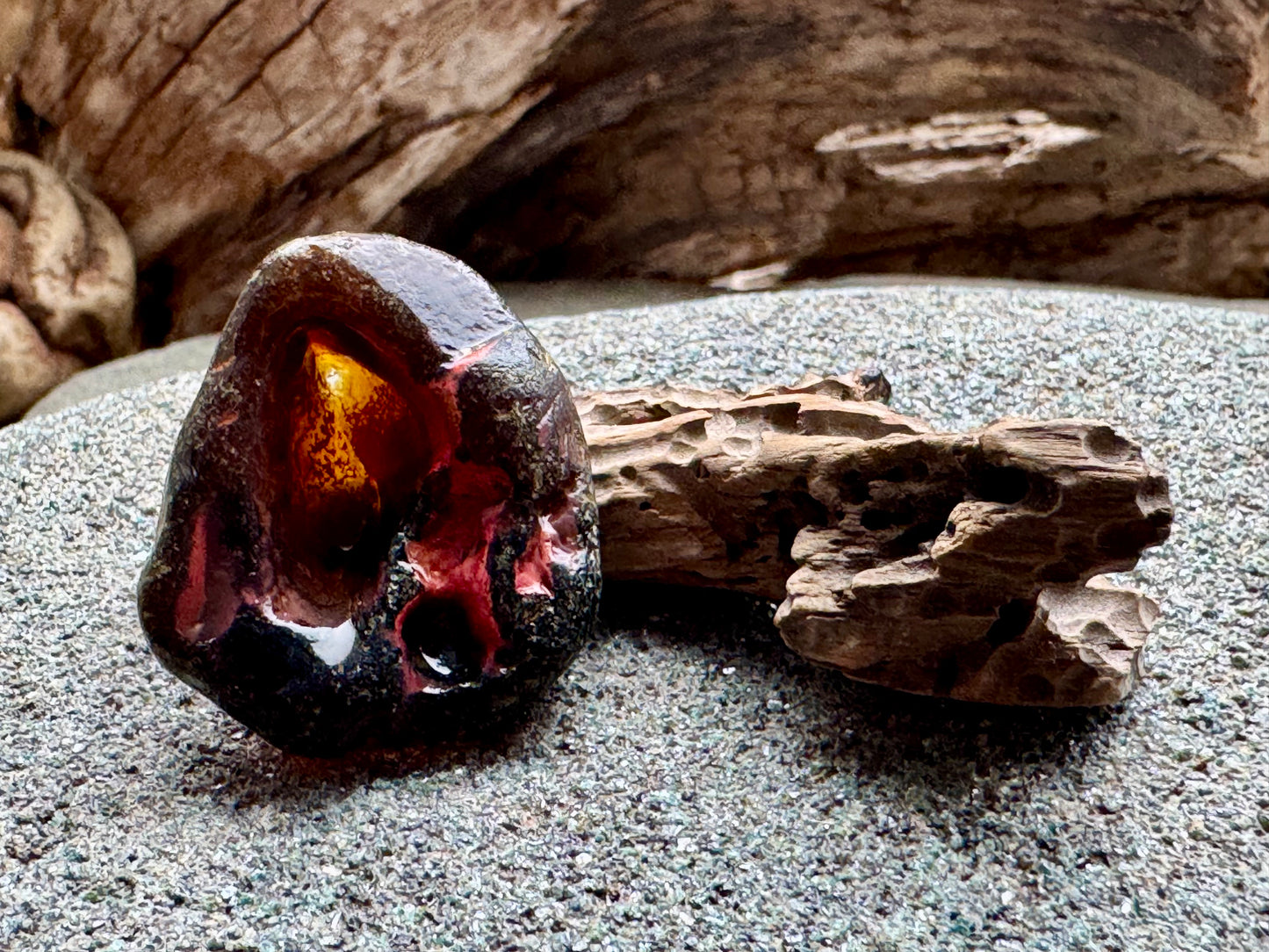 Rare Slag Sea Glass with Amber Core A2593 – Large Natural Melted Beach Glass, One of a Kind Collector Piece A2593