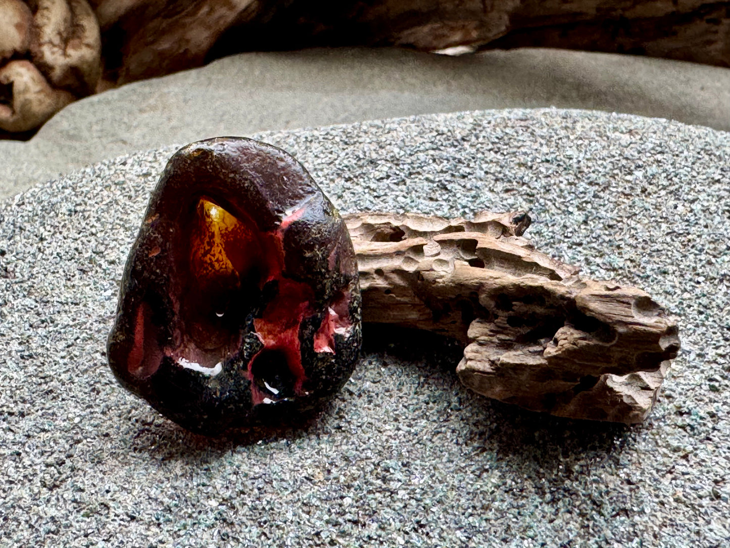 Rare Slag Sea Glass with Amber Core A2593 – Large Natural Melted Beach Glass, One of a Kind Collector Piece A2593