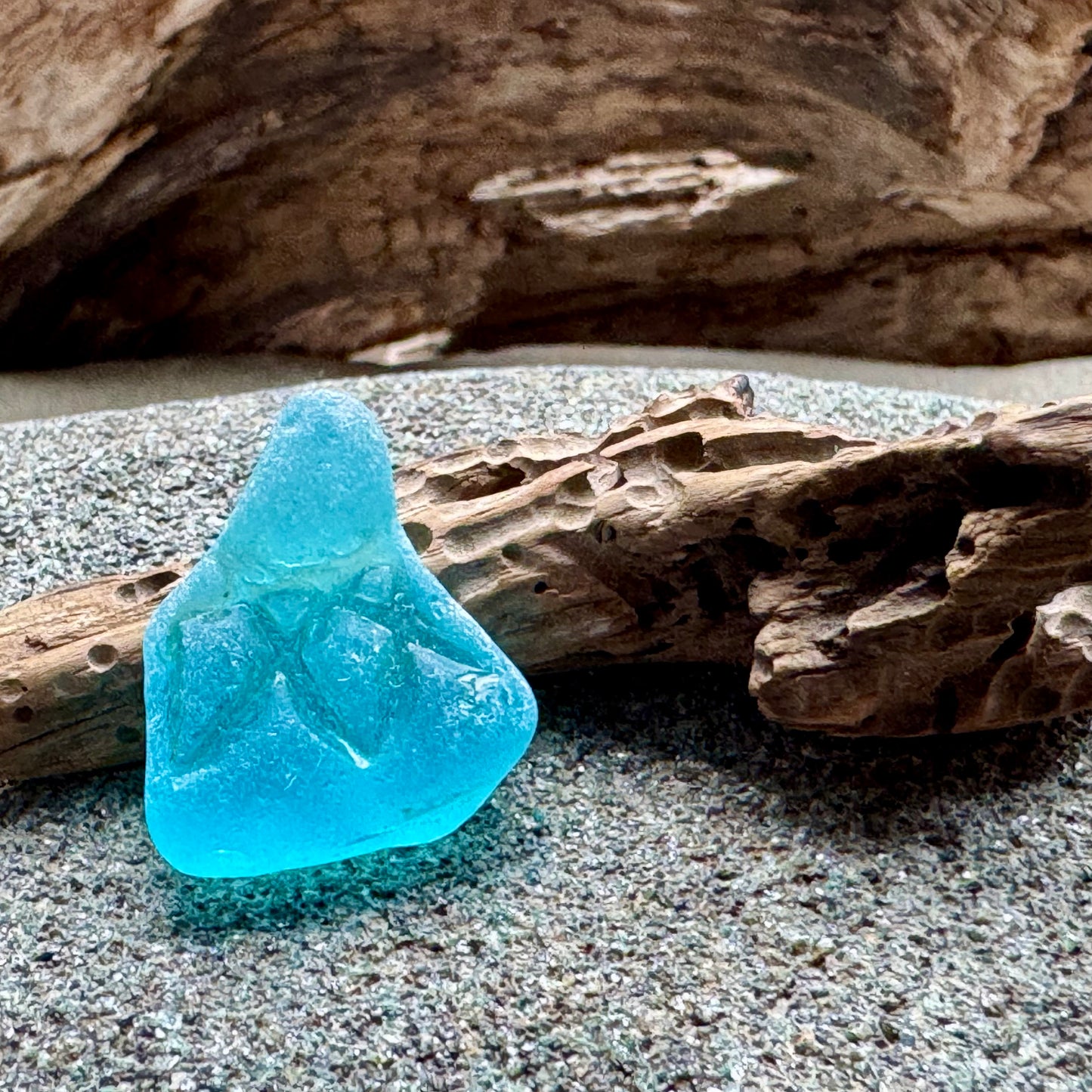 A2594 – Rare Teal Sea Glass Figurine, Genuine One-of-a-Kind Beach Found Seaglass