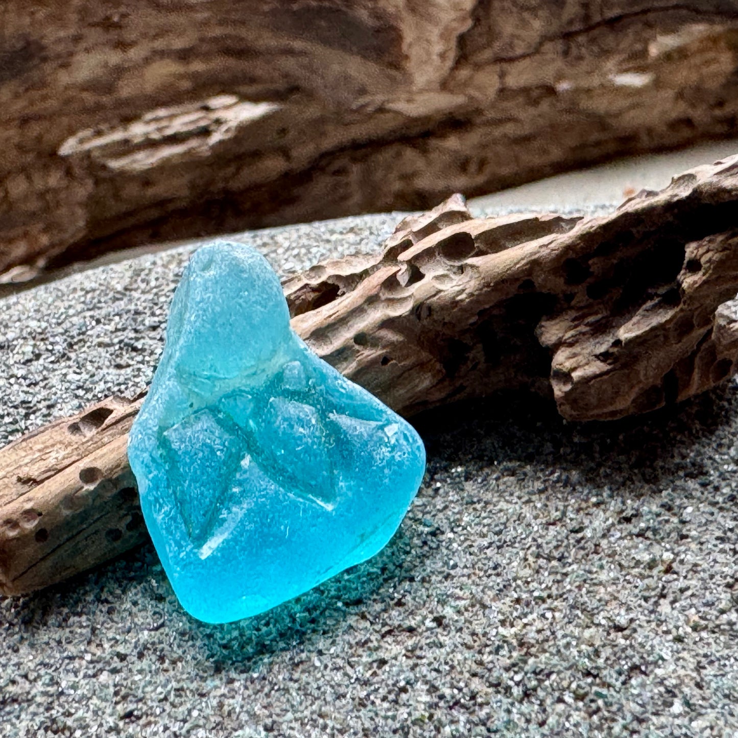 A2594 – Rare Teal Sea Glass Figurine, Genuine One-of-a-Kind Beach Found Seaglass