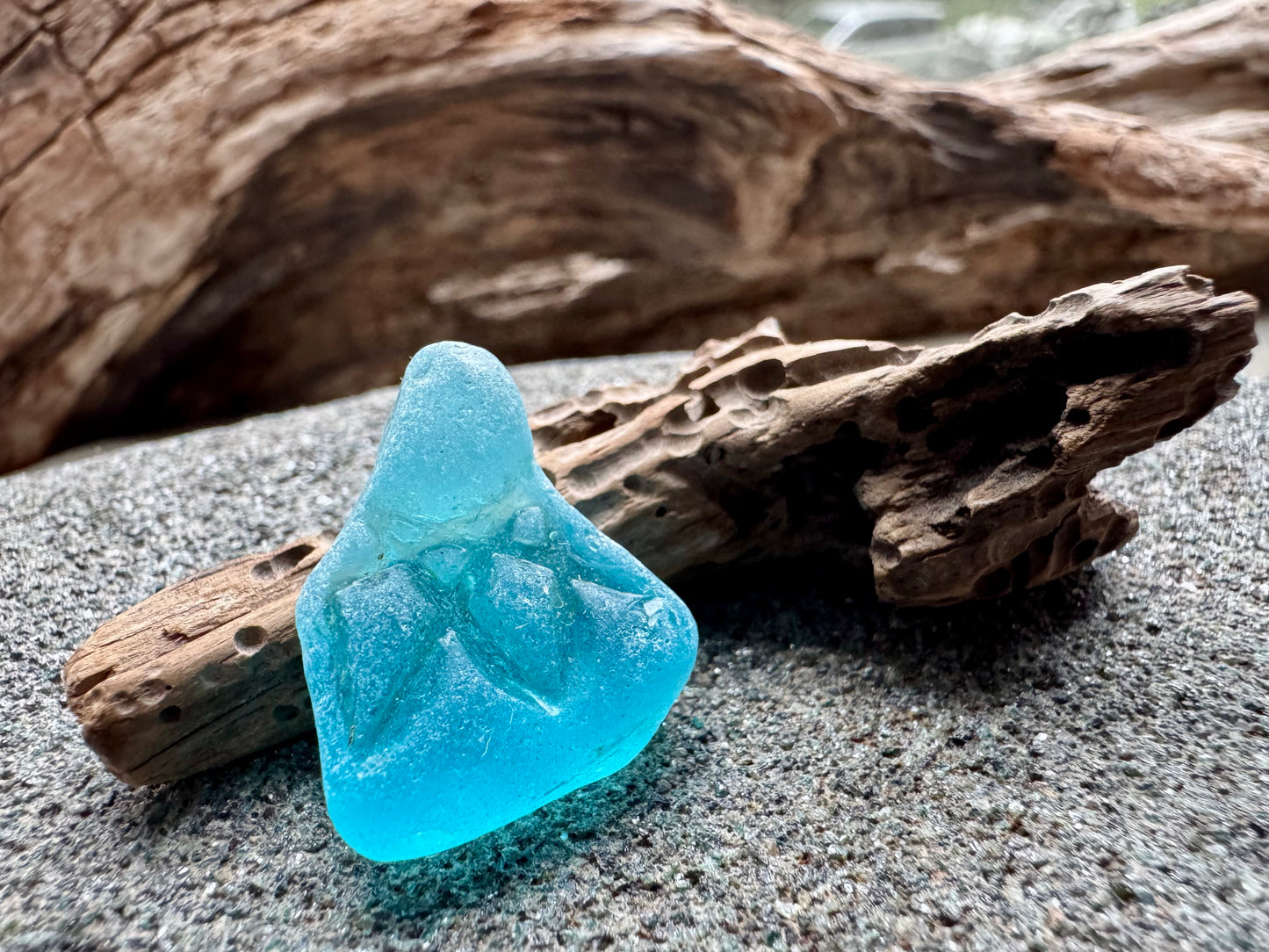 A2594 – Rare Teal Sea Glass Figurine, Genuine One-of-a-Kind Beach Found Seaglass