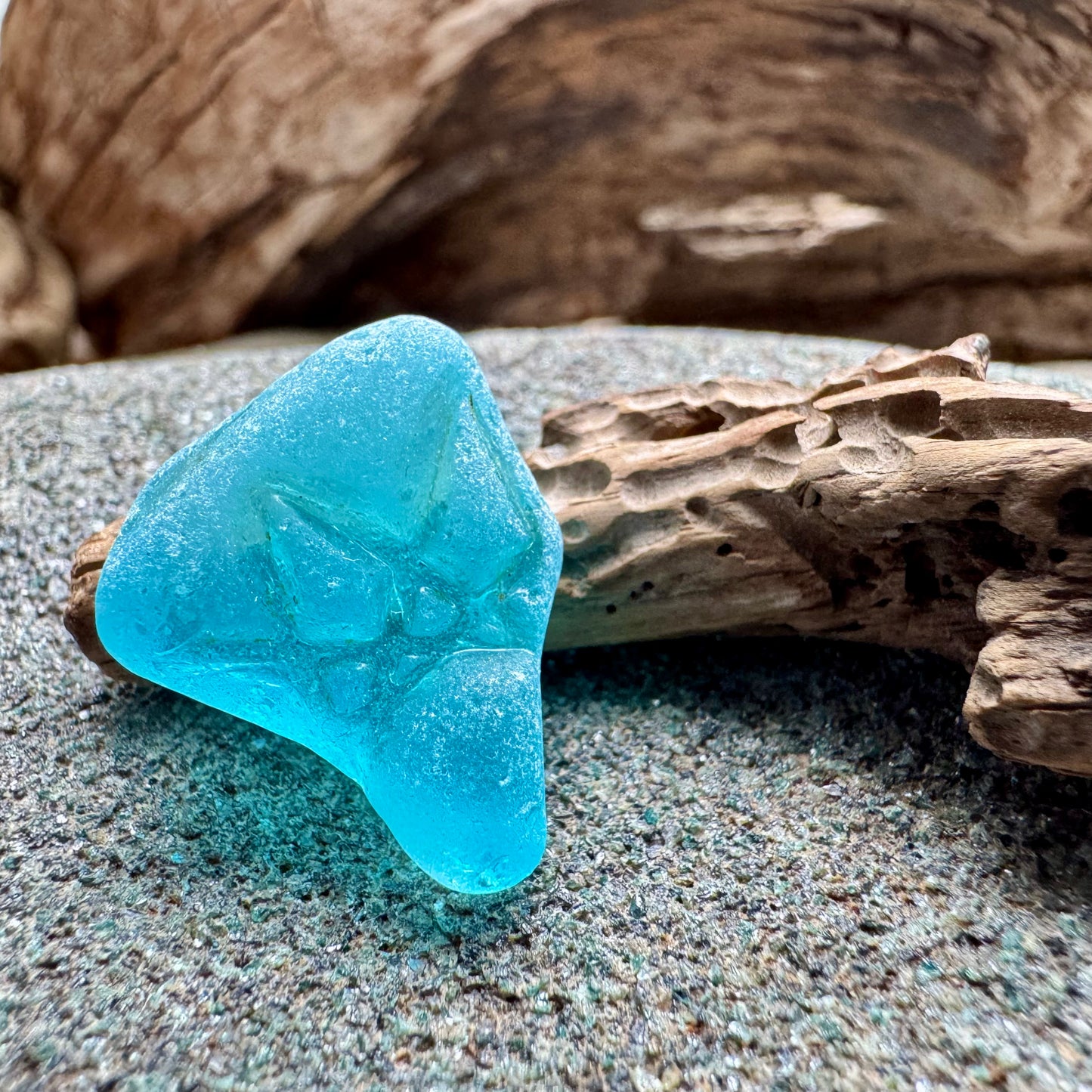 A2594 – Rare Teal Sea Glass Figurine, Genuine One-of-a-Kind Beach Found Seaglass