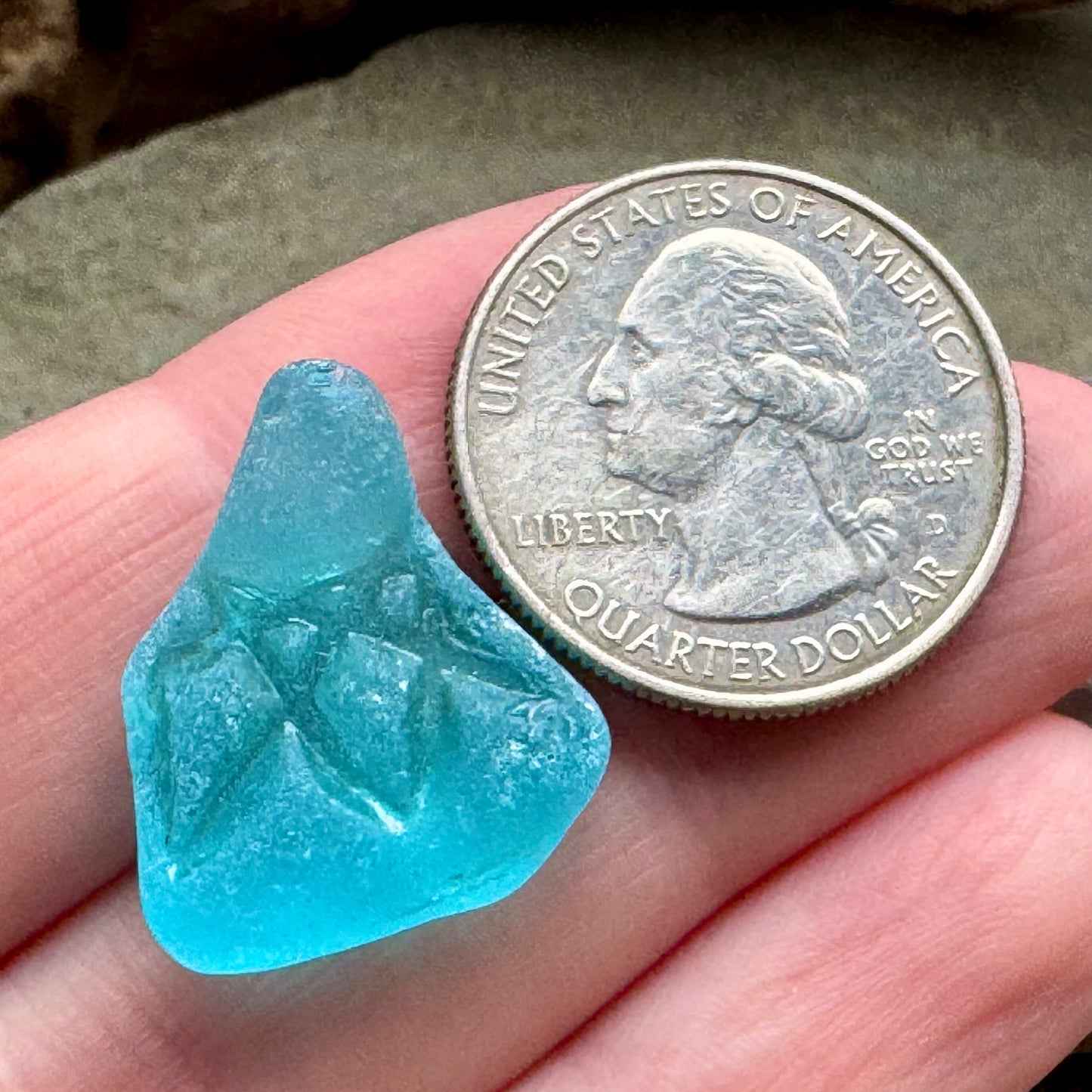A2594 – Rare Teal Sea Glass Figurine, Genuine One-of-a-Kind Beach Found Seaglass