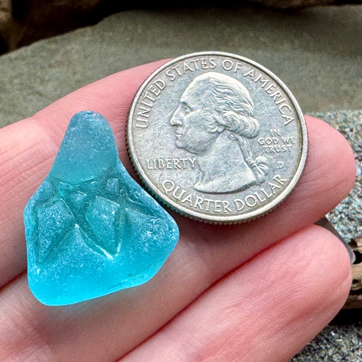A2594 – Rare Teal Sea Glass Figurine, Genuine One-of-a-Kind Beach Found Seaglass