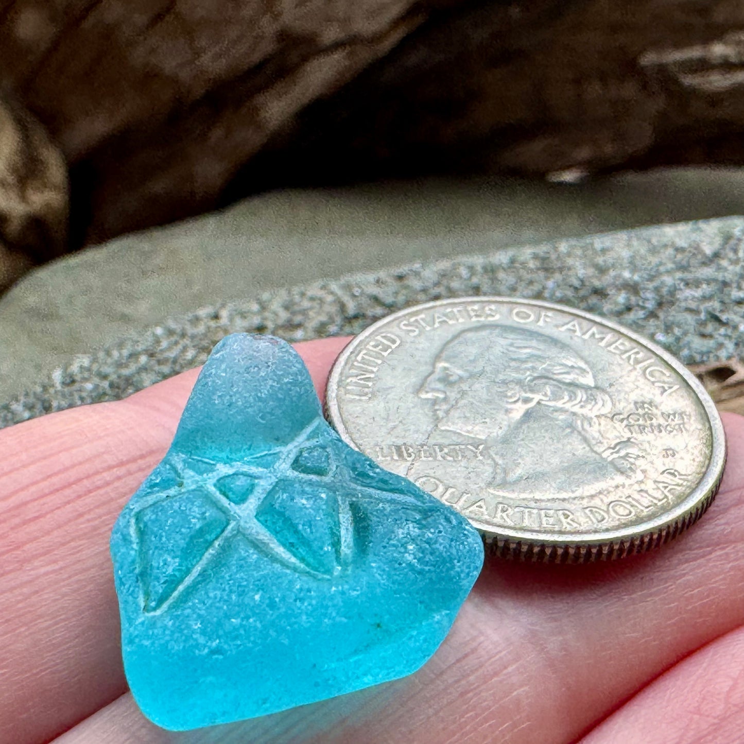 A2594 – Rare Teal Sea Glass Figurine, Genuine One-of-a-Kind Beach Found Seaglass