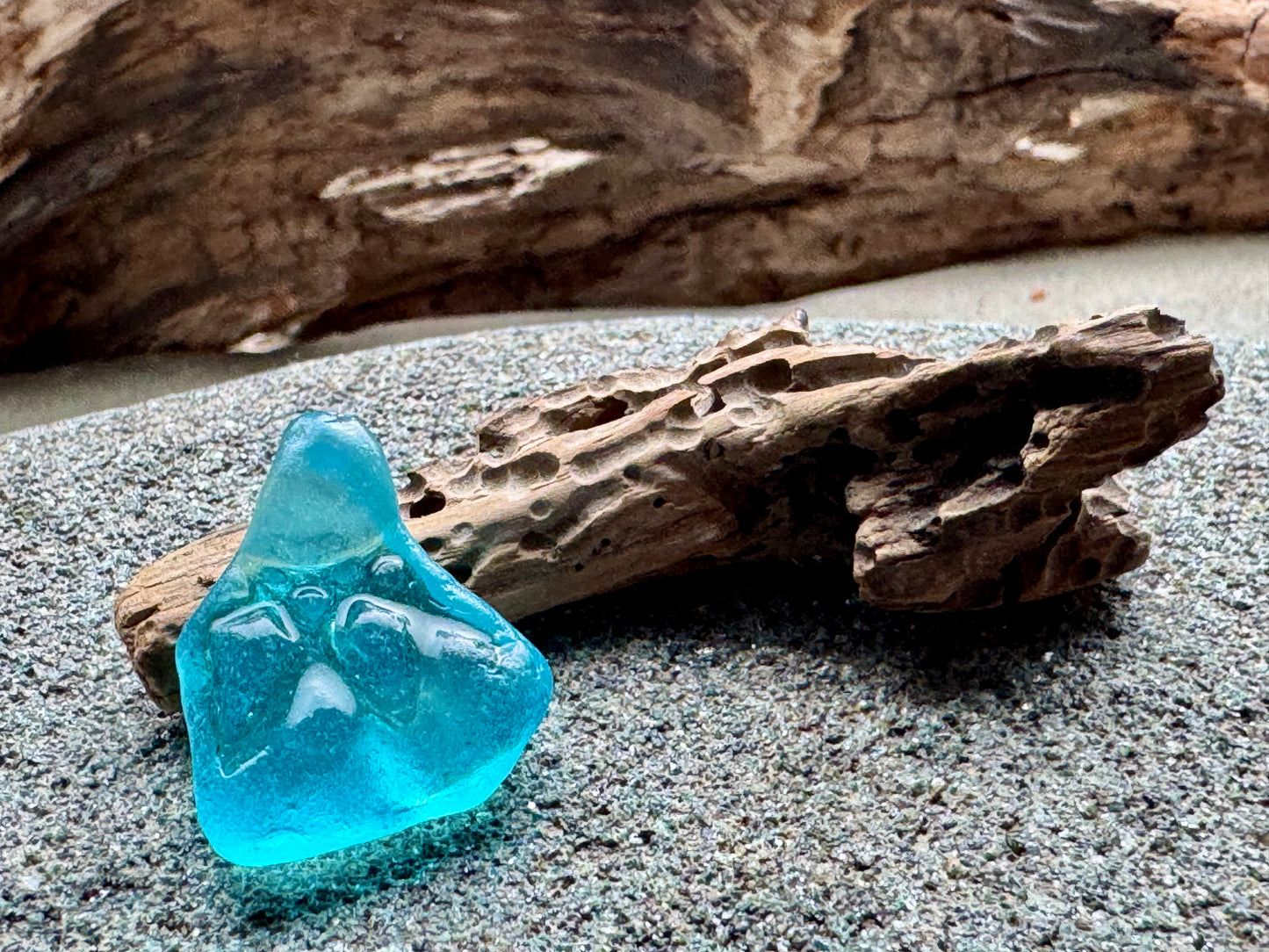 A2594 – Rare Teal Sea Glass Figurine, Genuine One-of-a-Kind Beach Found Seaglass