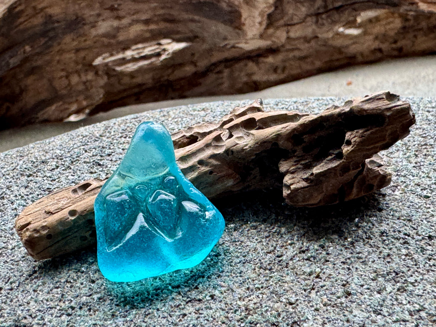 A2594 – Rare Teal Sea Glass Figurine, Genuine One-of-a-Kind Beach Found Seaglass