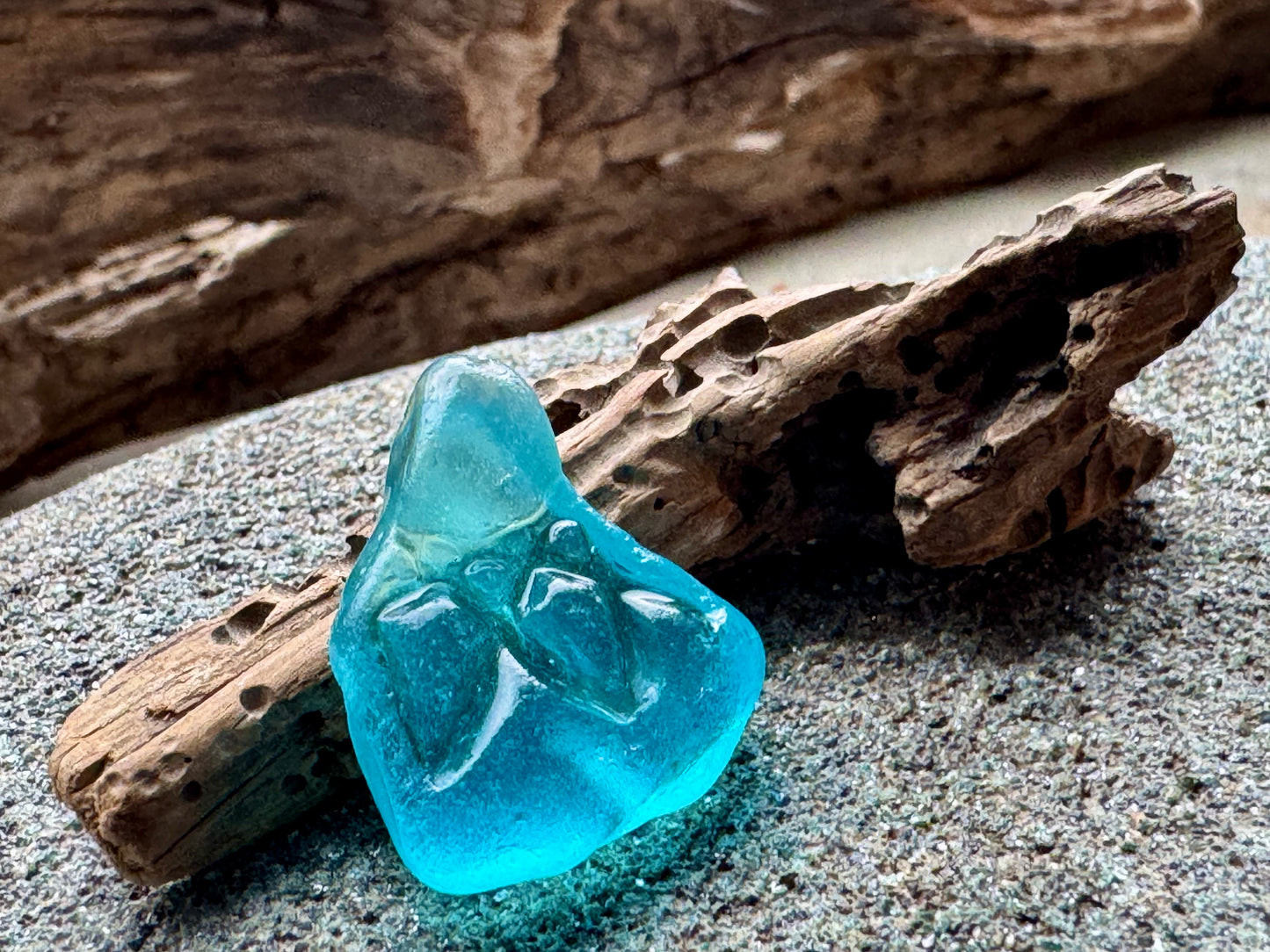 A2594 – Rare Teal Sea Glass Figurine, Genuine One-of-a-Kind Beach Found Seaglass