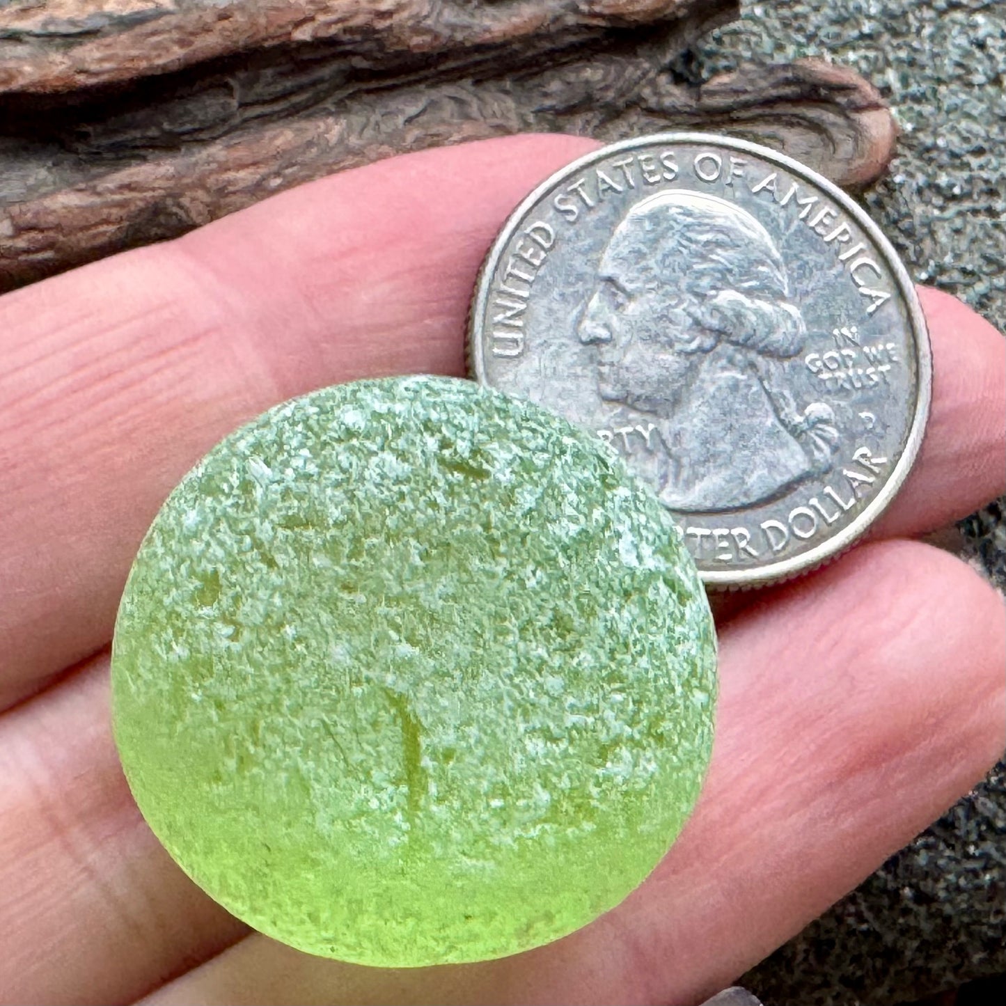 Rare Lime Green Sea Glass A2598  – Large Genuine Beach Found Piece – Jewelry / Craft Supply