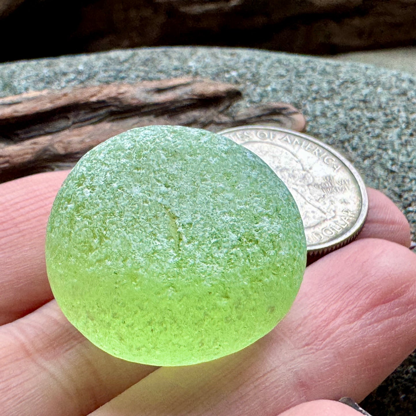 Rare Lime Green Sea Glass A2598  – Large Genuine Beach Found Piece – Jewelry / Craft Supply