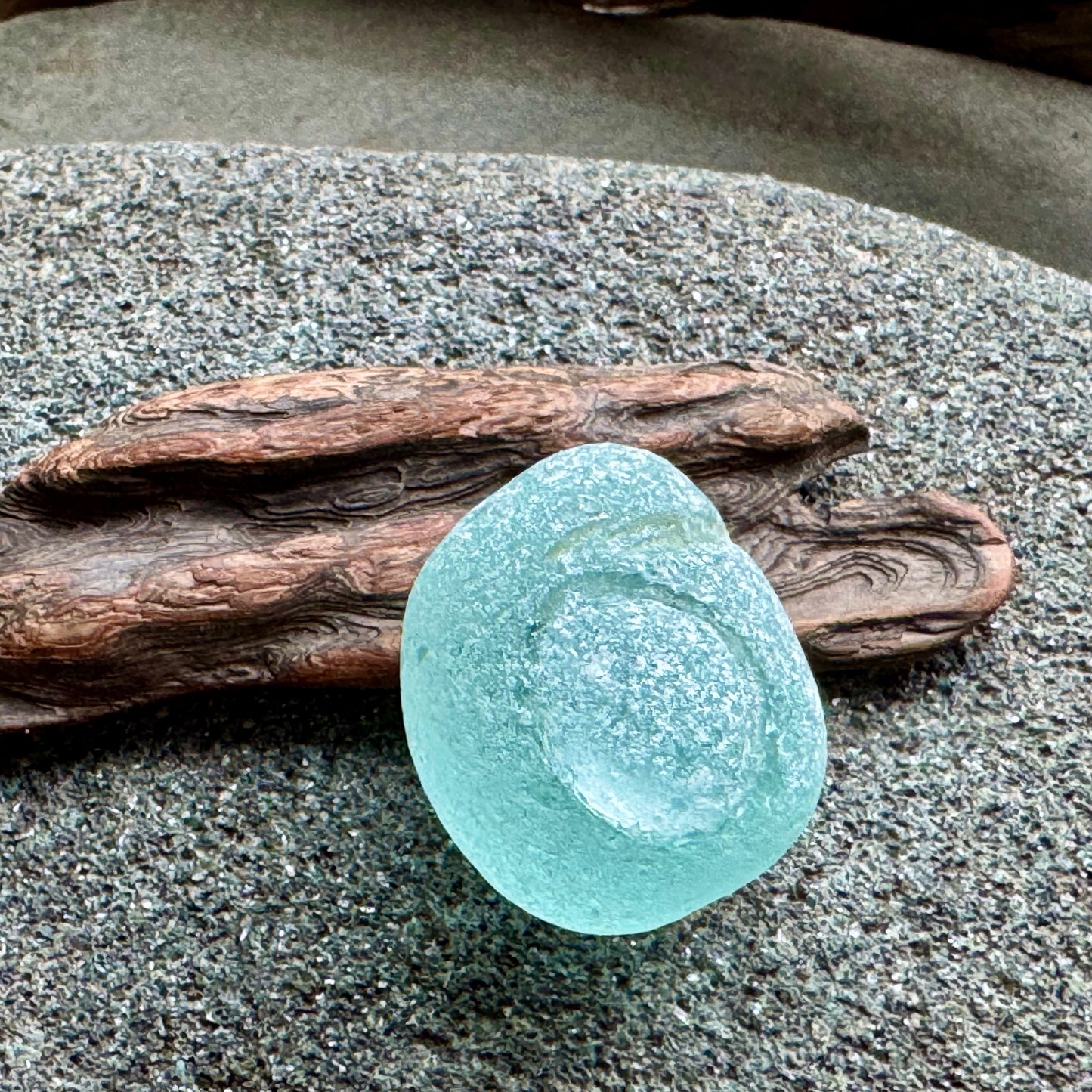 Rare Aqua Sea Glass Bottle Stopper A2599 – Solid Glass Plug – Genuine Ocean Tumbled Beach Glass for Jewelry Making – A2599