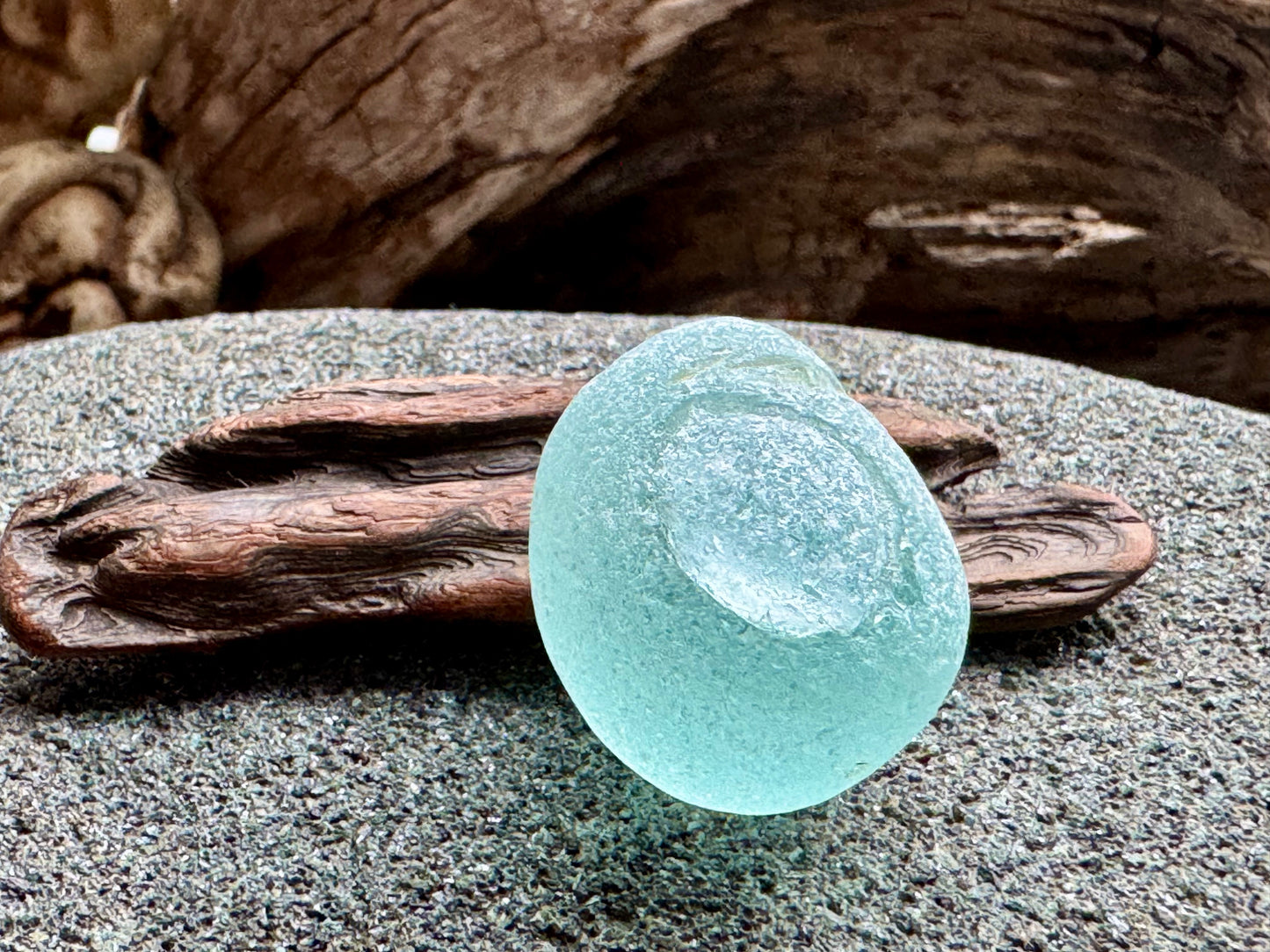 Rare Aqua Sea Glass Bottle Stopper A2599 – Solid Glass Plug – Genuine Ocean Tumbled Beach Glass for Jewelry Making – A2599