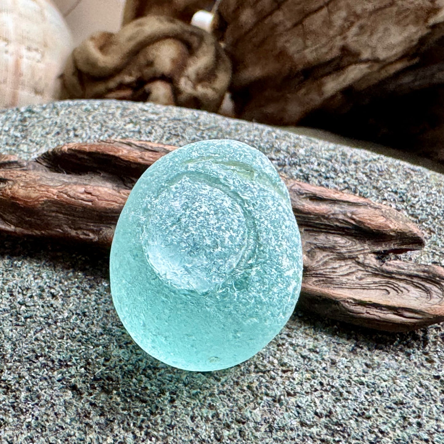 Rare Aqua Sea Glass Bottle Stopper A2599 – Solid Glass Plug – Genuine Ocean Tumbled Beach Glass for Jewelry Making – A2599