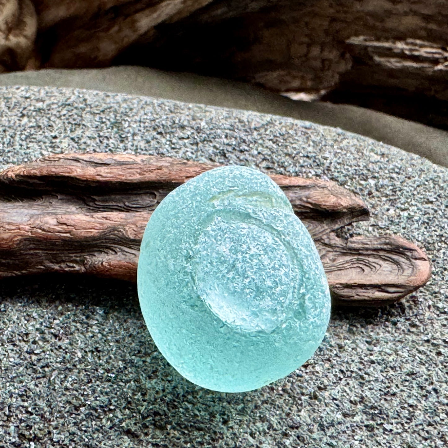Rare Aqua Sea Glass Bottle Stopper A2599 – Solid Glass Plug – Genuine Ocean Tumbled Beach Glass for Jewelry Making – A2599